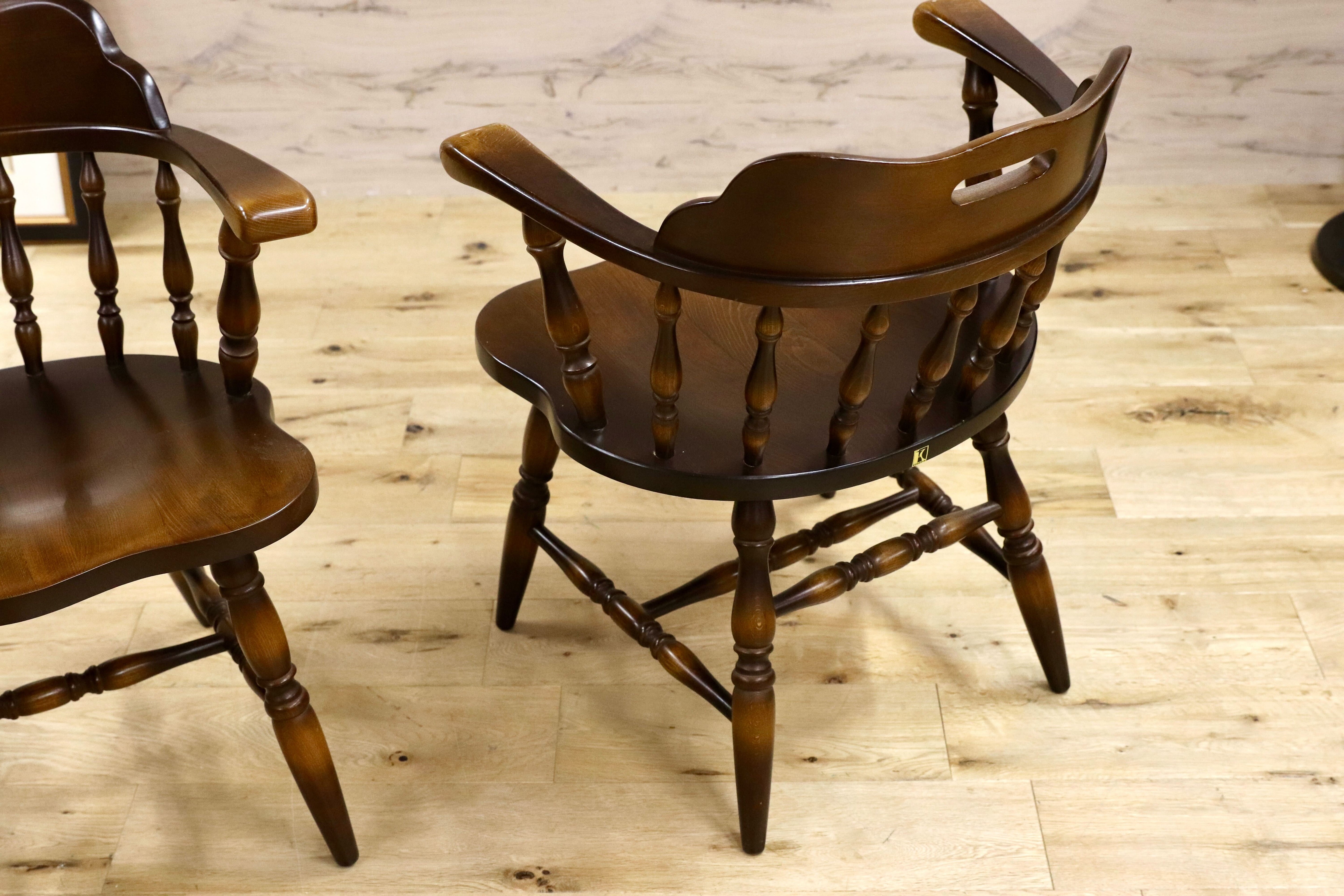 GMGS308A○飛騨産業 / HIDA キツツキ ウィンザーチェア キャプテンチェア ダイニングチェア 2脚セット 椅子 カントリー ブナ材 約16万