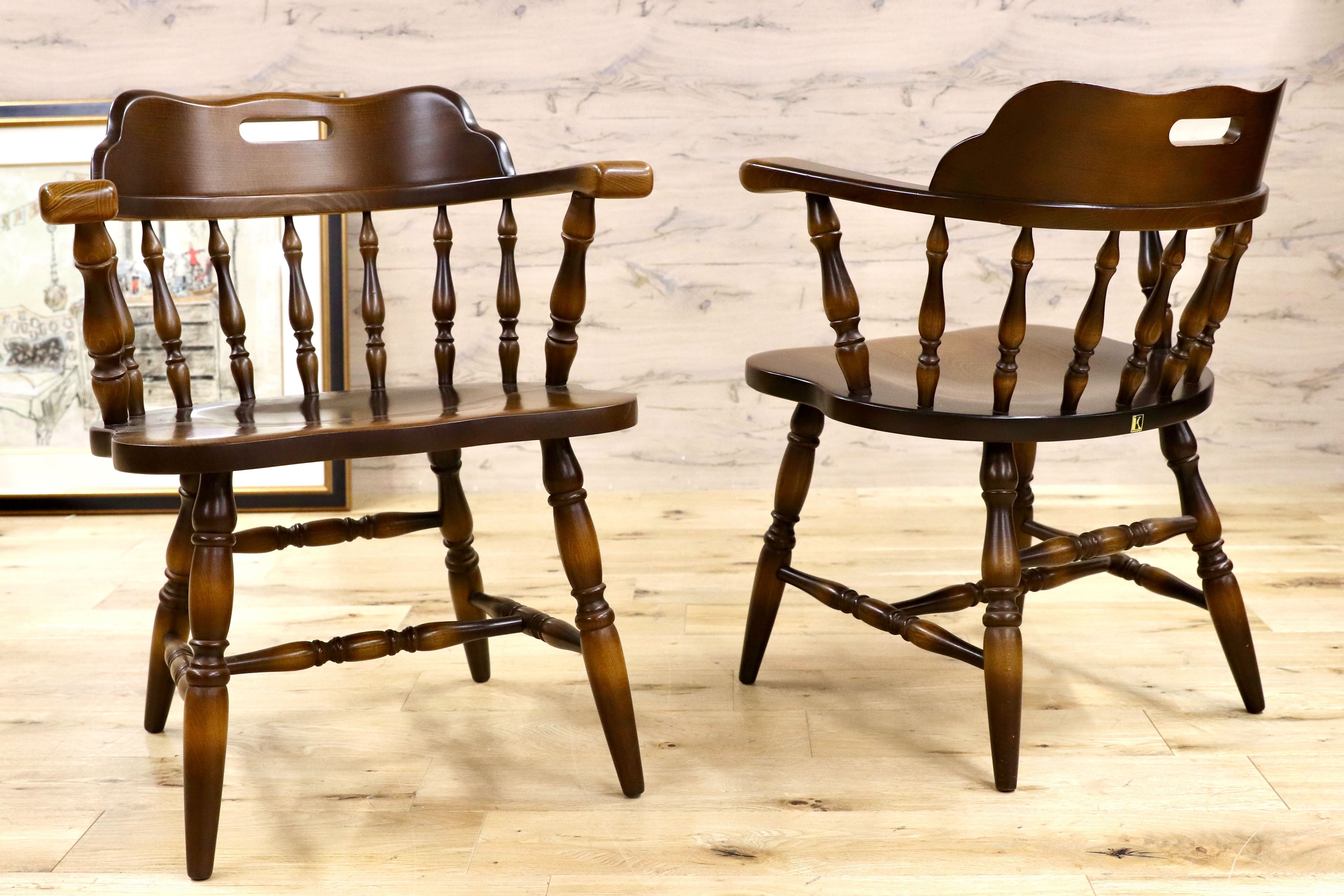 GMGS308A○飛騨産業 / HIDA キツツキ ウィンザーチェア キャプテンチェア ダイニングチェア 2脚セット 椅子 カントリー ブナ材 約16万