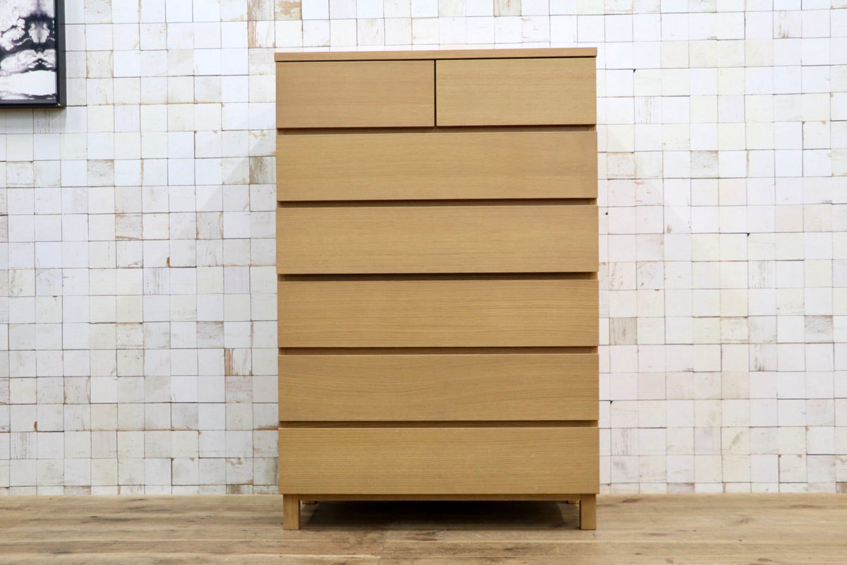 GMJS302C〇無印良品 / MUJI オーク材 チェスト 6段ワイド 7杯 幅80cm 天然木 北欧 ナチュラル