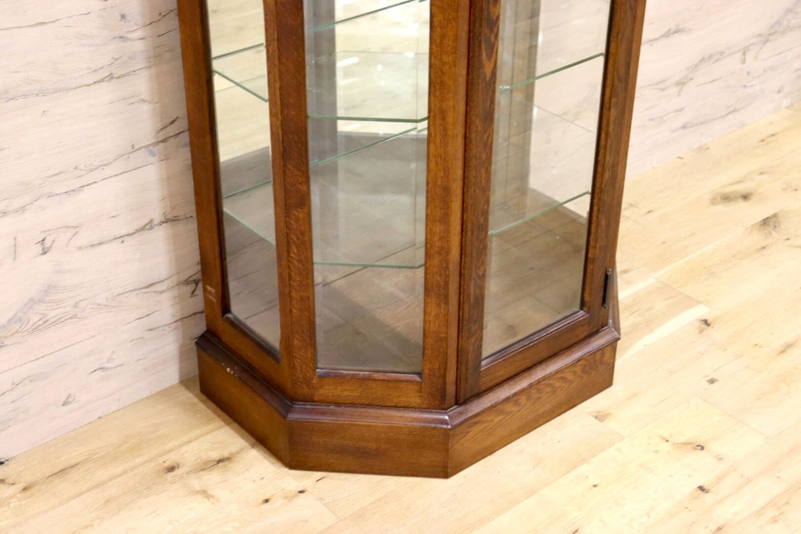 GMIS202○えぞ民芸家具 グレース キュリオケース 飾り棚 ガラスキャビネット ショーケース 店舗什器 EZO 旭川家具 楢材 カントリー