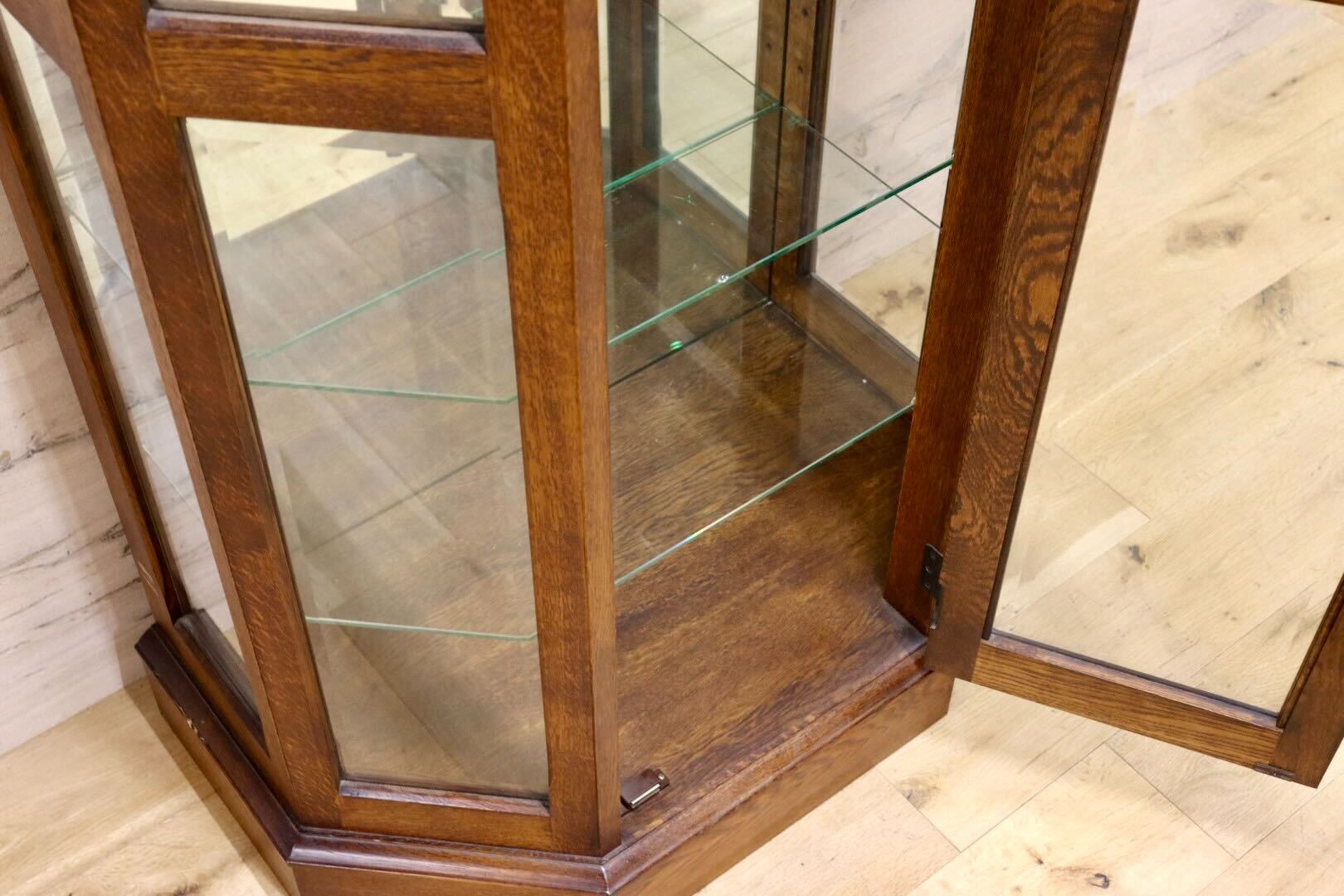 GMIS202○えぞ民芸家具 グレース キュリオケース 飾り棚 ガラスキャビネット ショーケース 店舗什器 EZO 旭川家具 楢材 カントリー