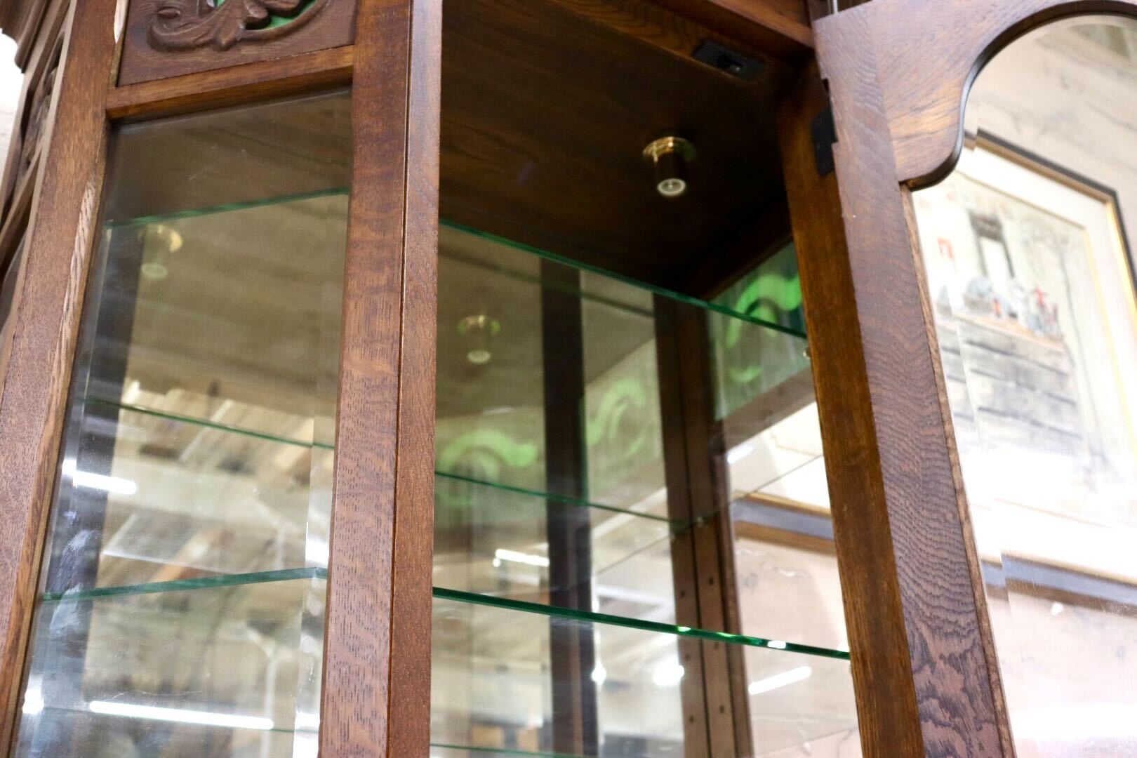 GMIS202○えぞ民芸家具 グレース キュリオケース 飾り棚 ガラスキャビネット ショーケース 店舗什器 EZO 旭川家具 楢材 カントリー