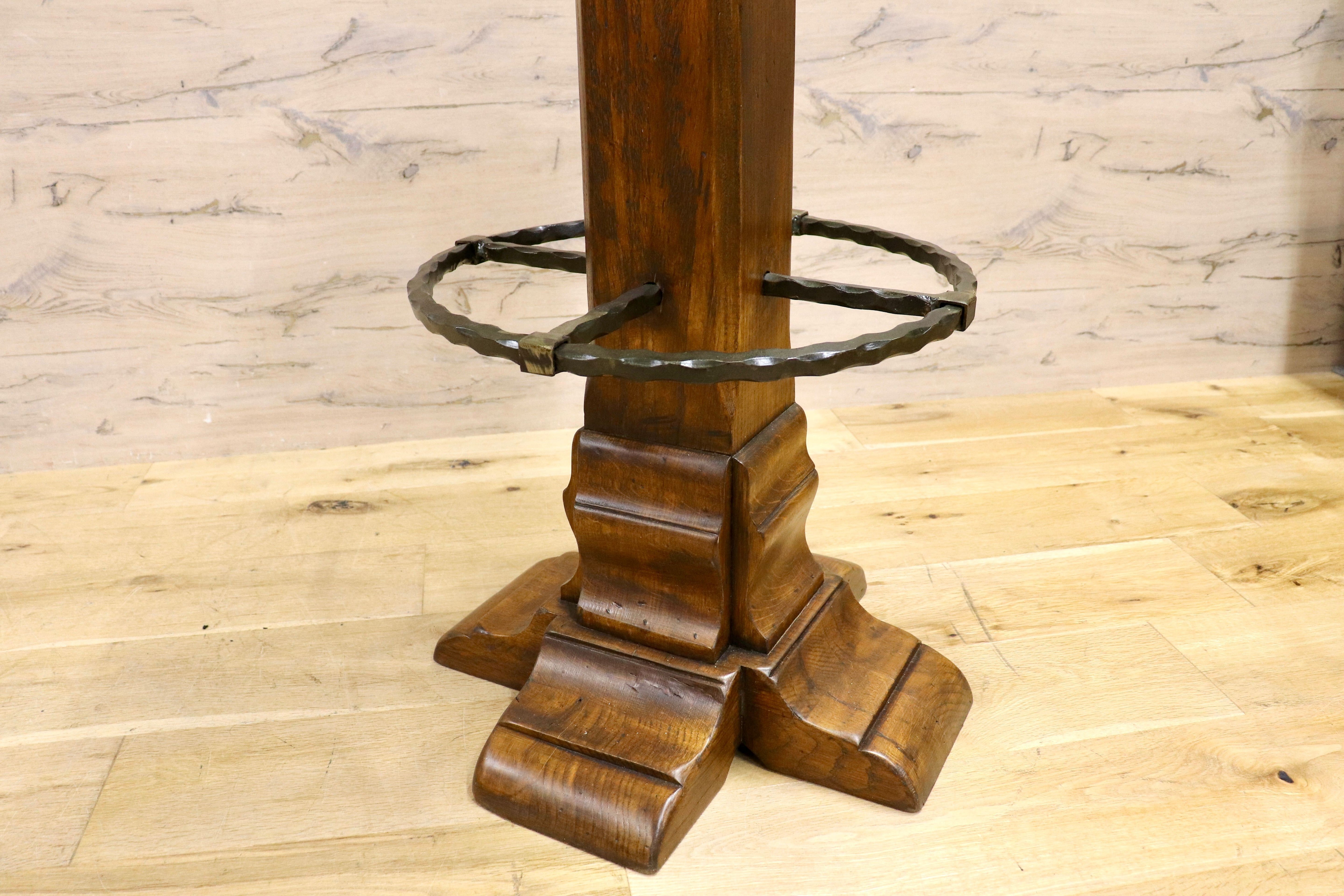 GMIK7K○スペイン製 カスティリアンスタイル バースツール ハイチェア カウンター 回転式 椅子 オーク 本革 アンティーク ヴィンテージ