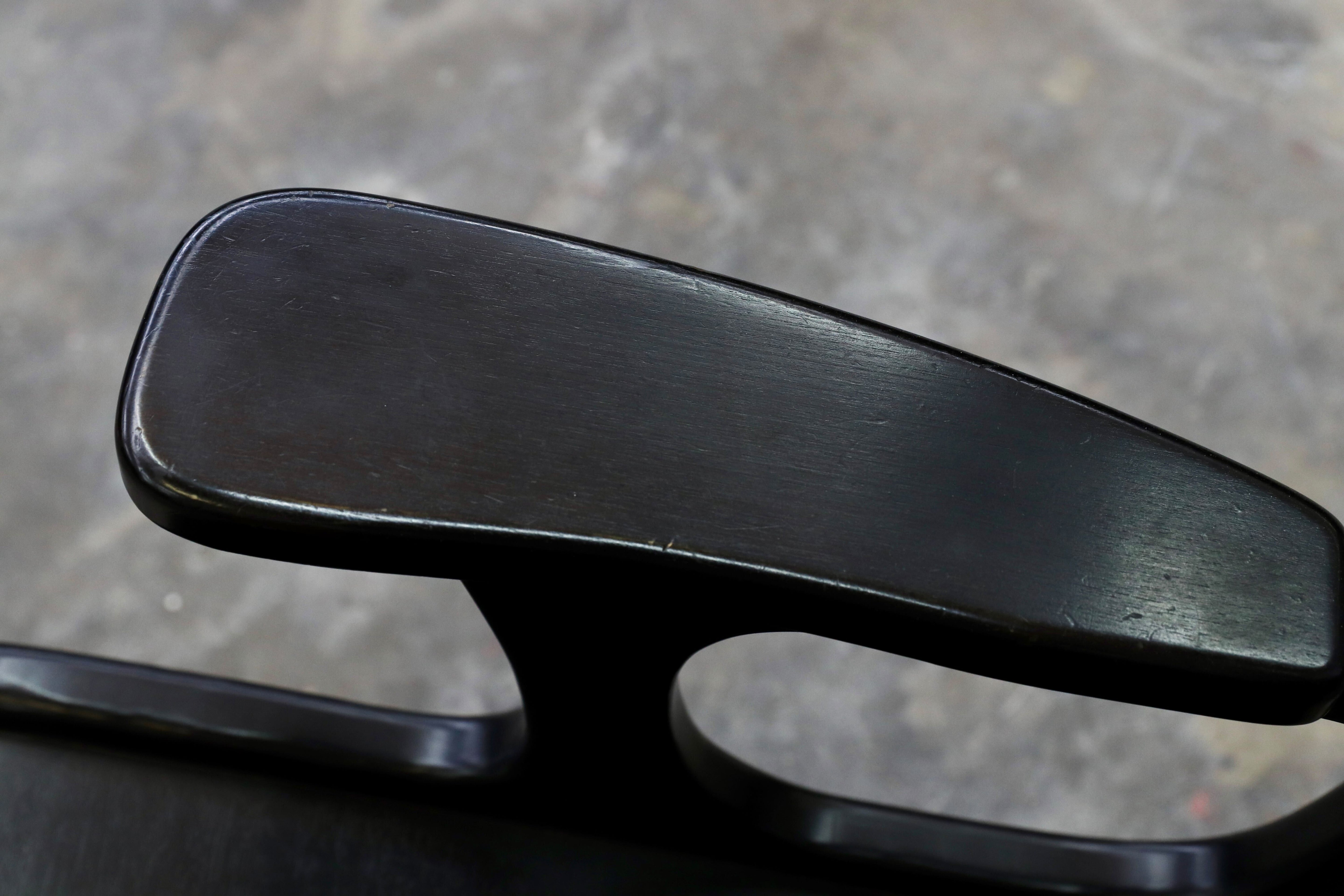 GMIK522○イタリアモダン ブラック 木製 ロッキングチェア 揺り椅子 ヴィンテージ