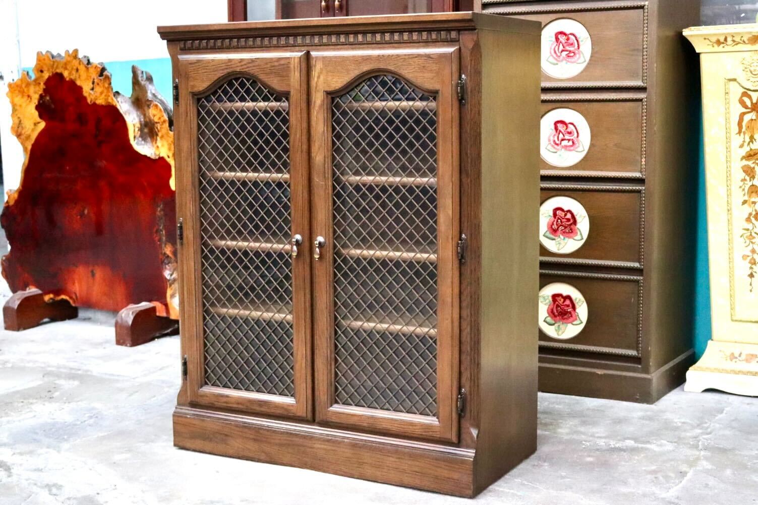 GMIS437B○コスガ / KOSUGA キャビネット サイドボード リビングボード チェスト 書棚 オーク材 ガラス扉 クラシック レトロ