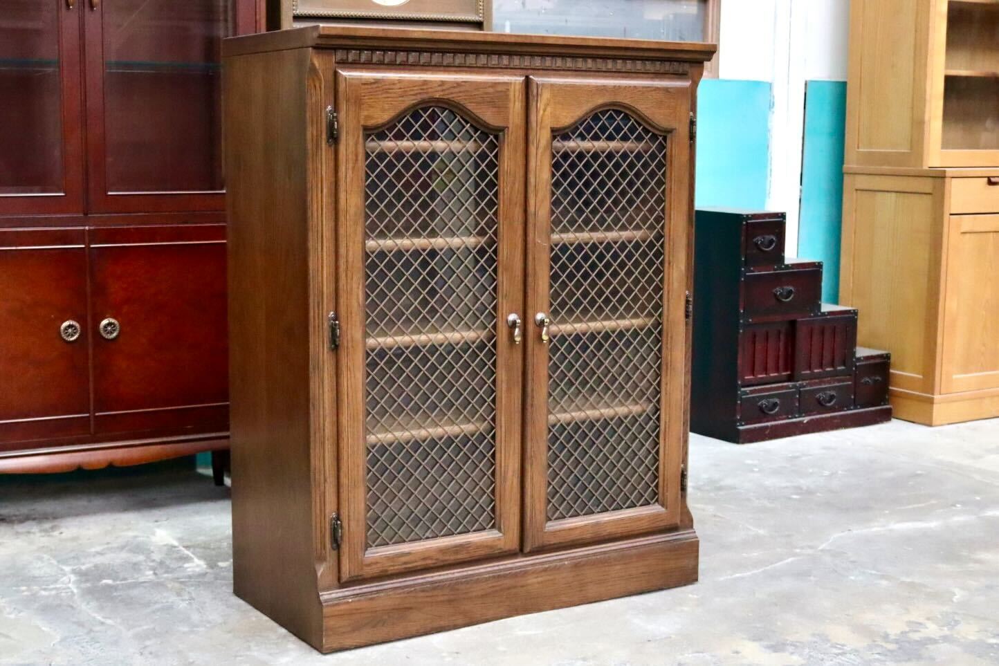 GMIS437B○コスガ / KOSUGA キャビネット サイドボード リビングボード チェスト 書棚 オーク材 ガラス扉 クラシック レトロ