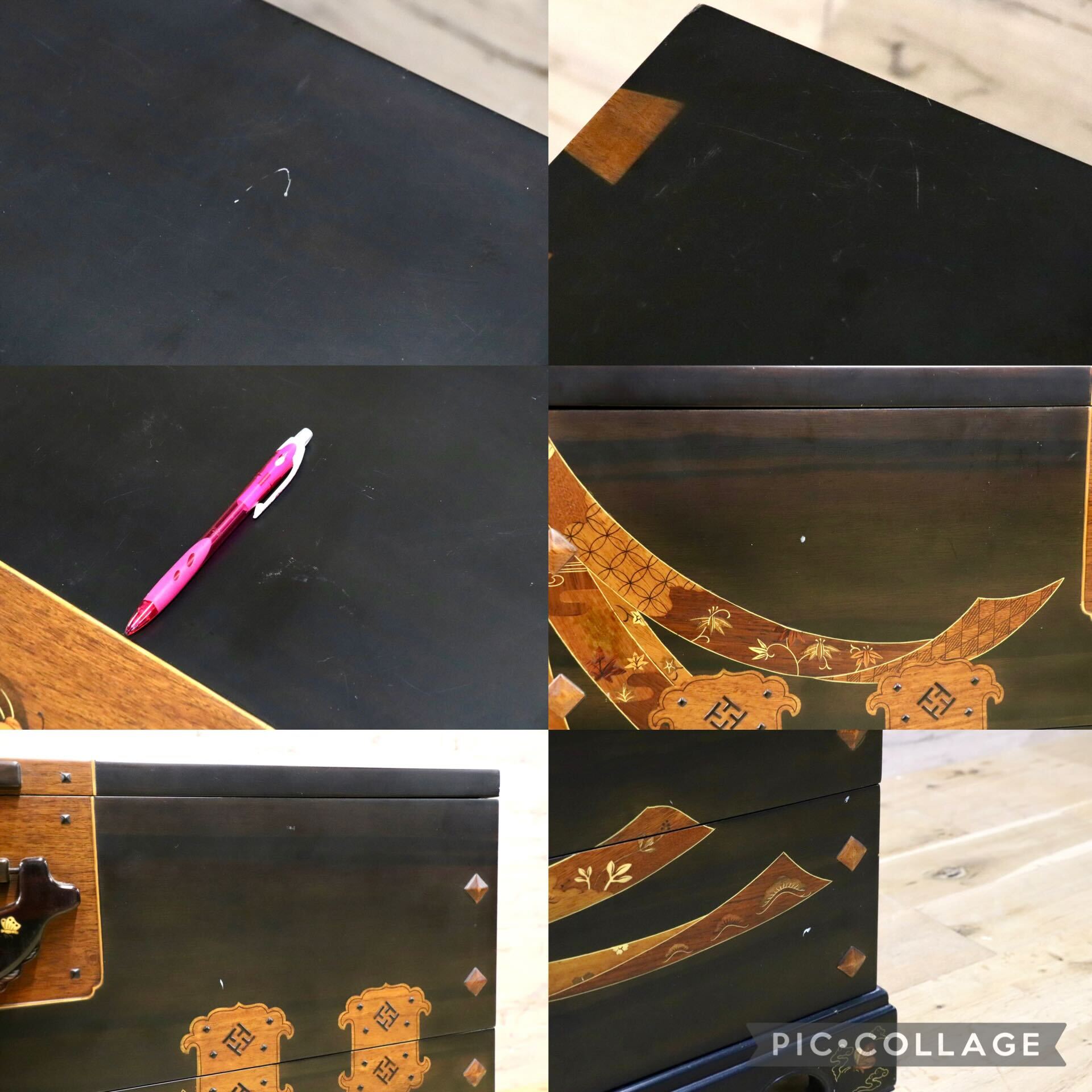 GMJS89A○寄木 木象嵌 緻密埋木 唐木家具 チェスト サイドボード 箪笥 和家具 座敷 和室 花梨 黒檀 紫檀 花梨 整理箪笥 アンティーク