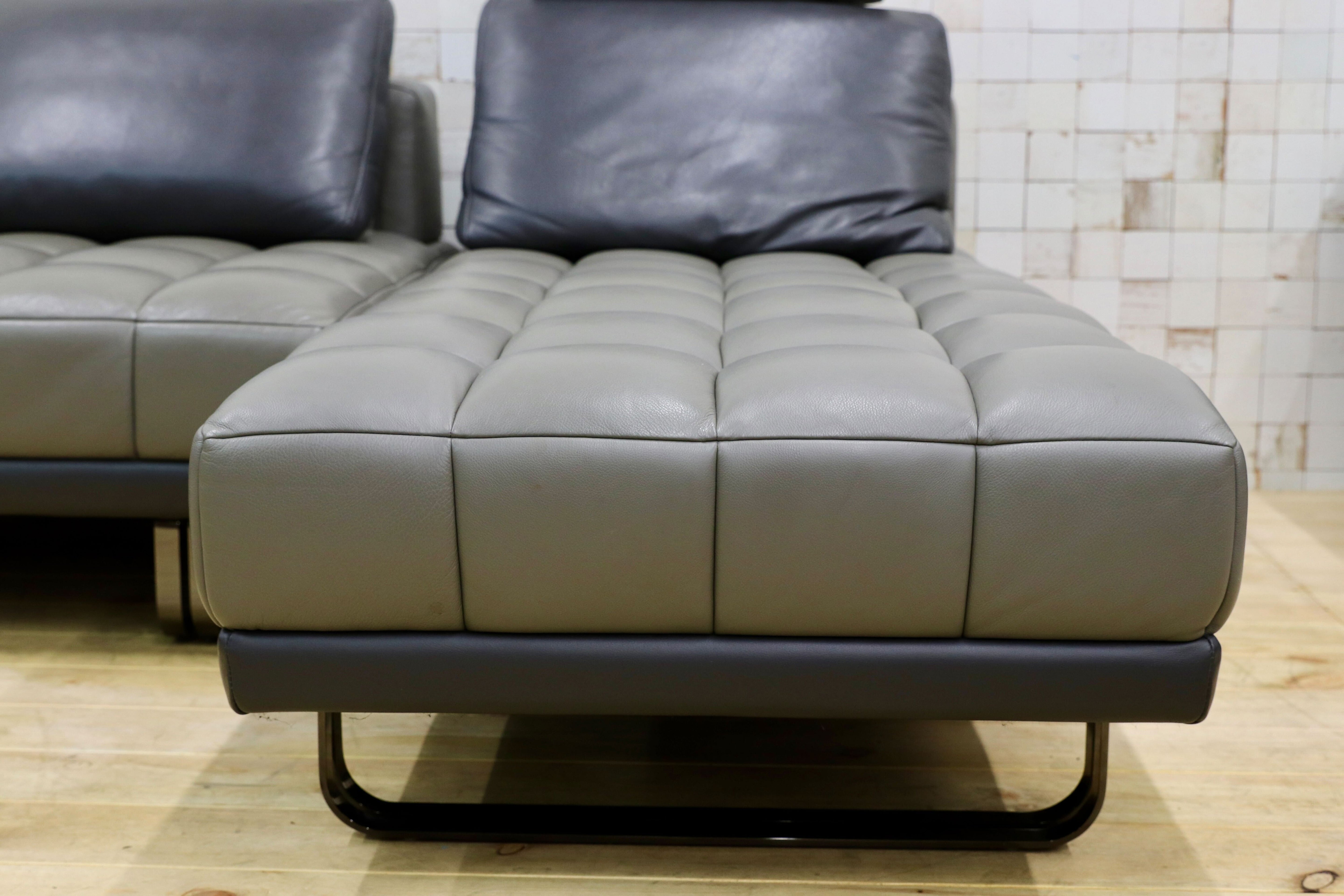 GMHO36○KELVIN GIORMANI / ケルビンジョルマーニ カウチソファ レザー グレー 高級 モダン 家具 モーリーショップ