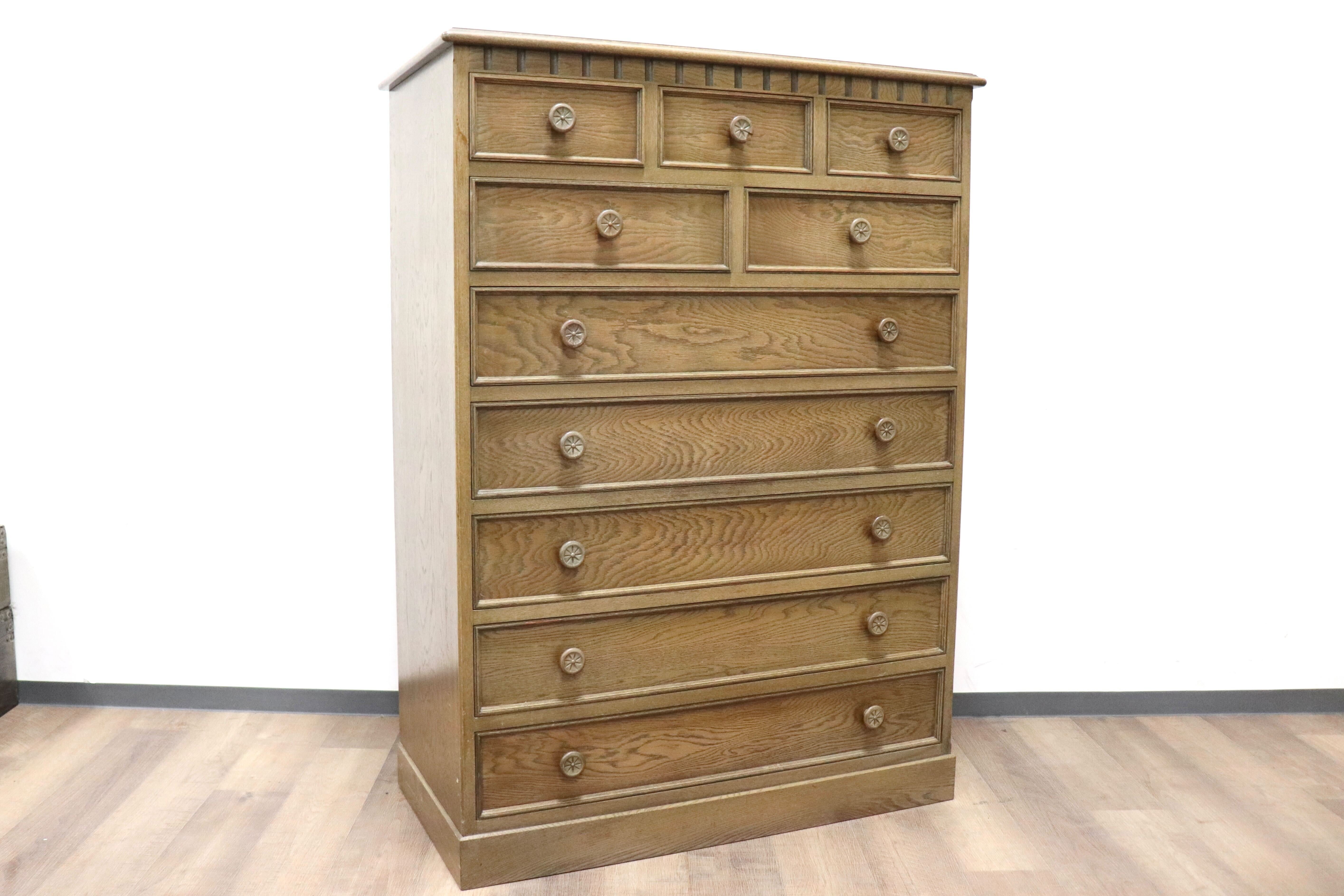 GMGH493○神戸家具 洋家具 7段チェスト 整理タンス 収納家具 彫刻 オーク材 クラシカル 和製ヴィンテージ アンティーク 検)永田良介商店