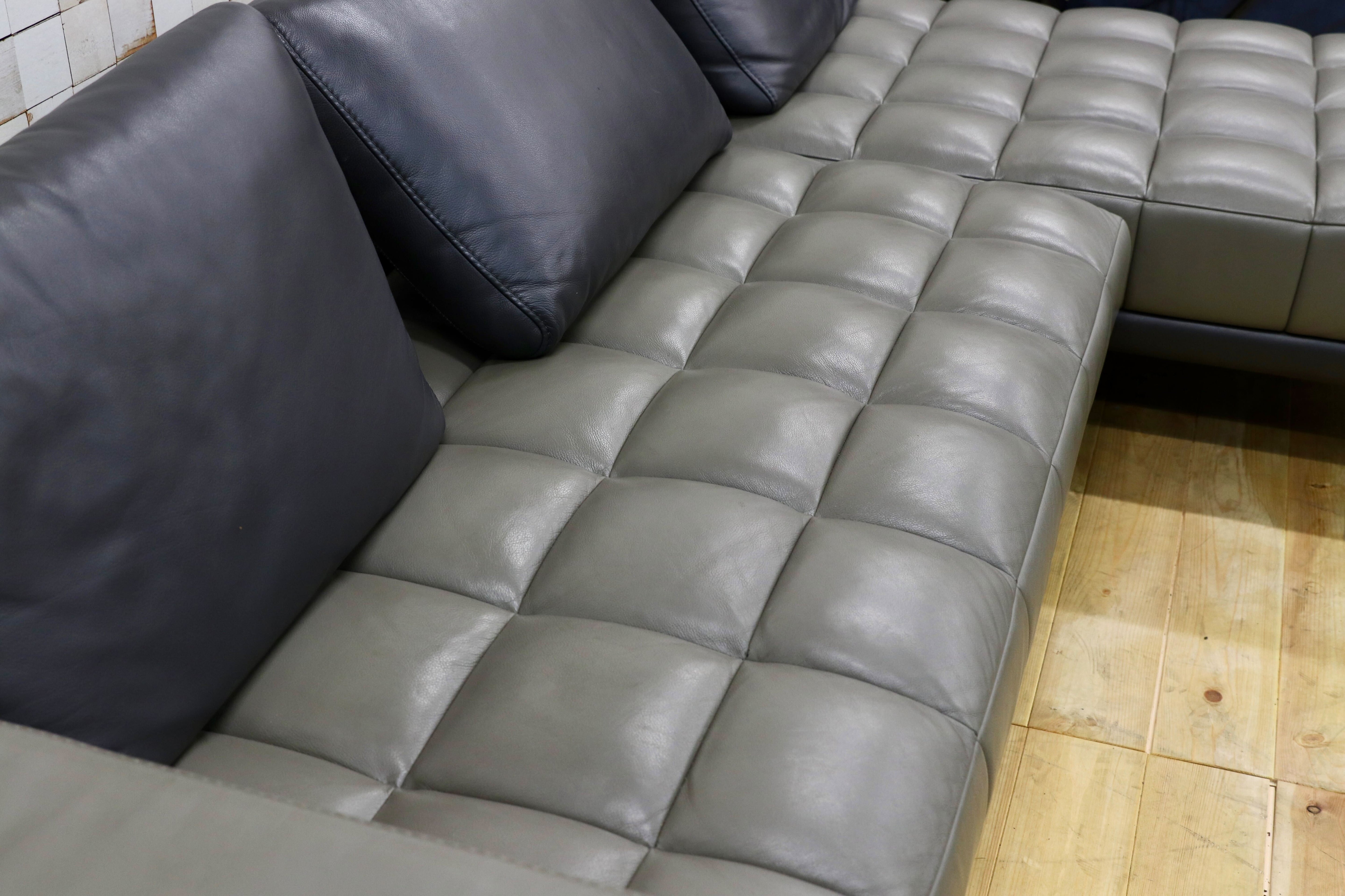 GMHO36○KELVIN GIORMANI / ケルビンジョルマーニ カウチソファ レザー グレー 高級 モダン 家具 モーリーショップ