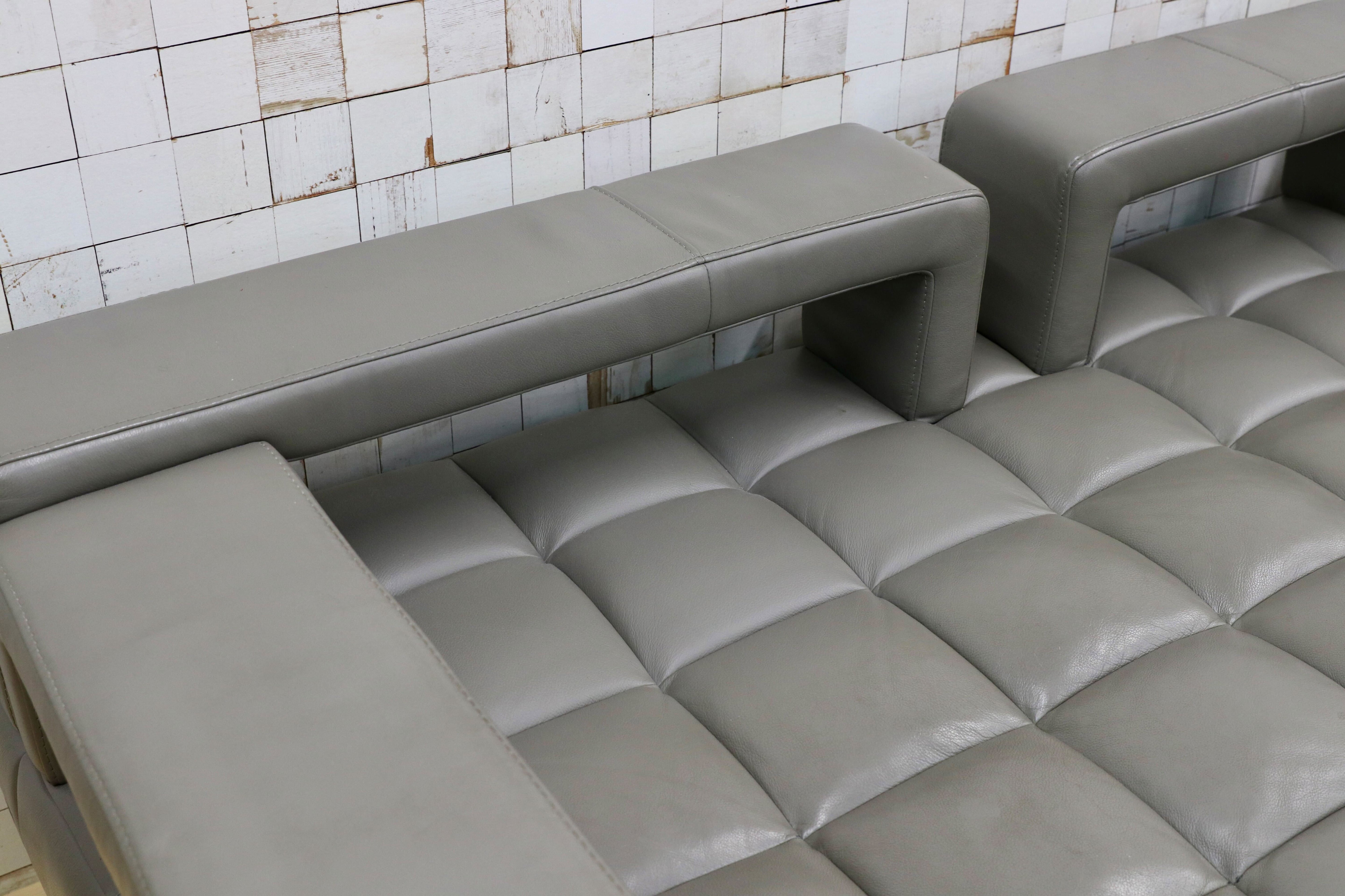 GMHO36○KELVIN GIORMANI / ケルビンジョルマーニ カウチソファ レザー グレー 高級 モダン 家具 モーリーショップ