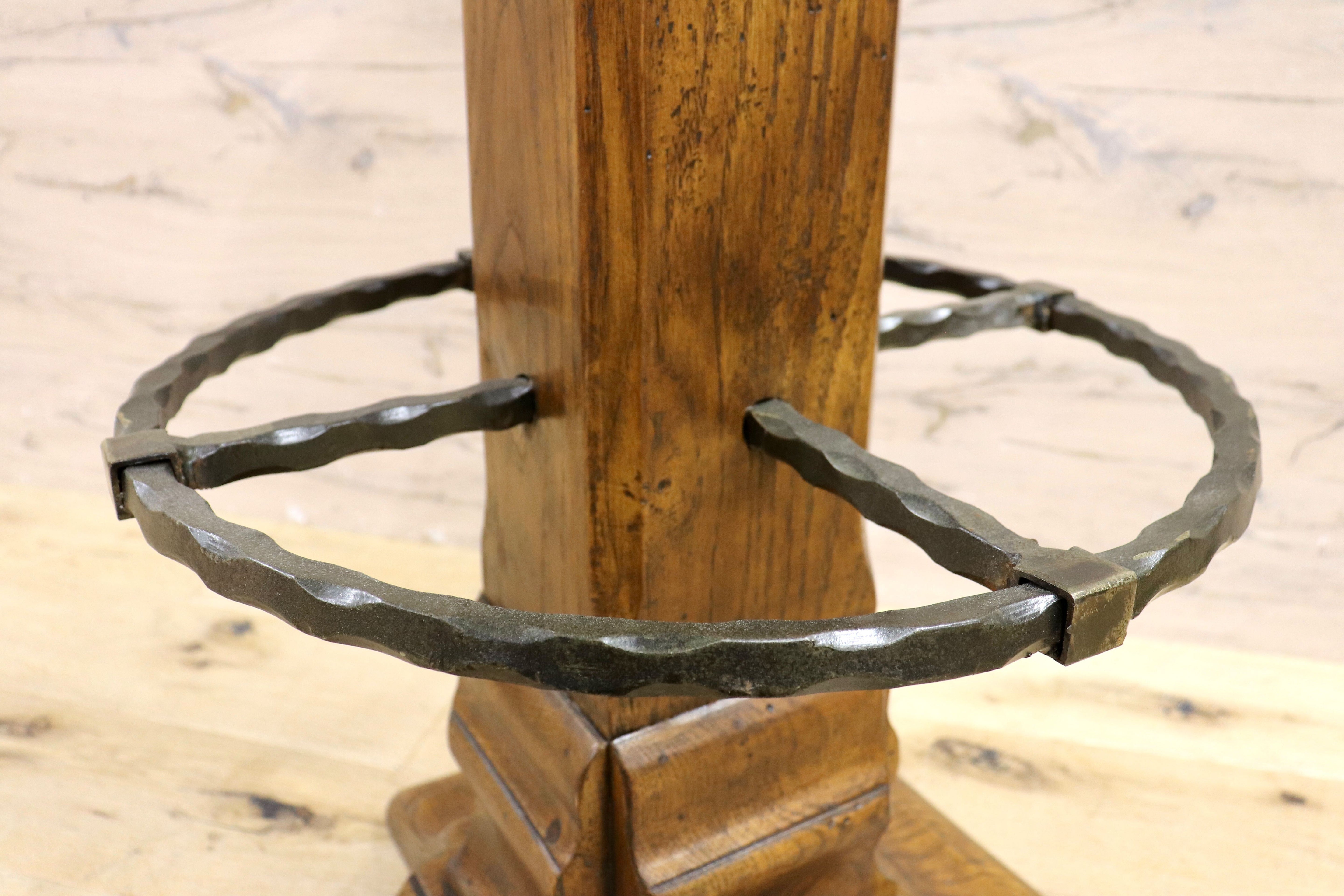 GMIK7L○スペイン製 カスティリアンスタイル バースツール ハイチェア カウンター 回転式 椅子 オーク 本革 アンティーク ヴィンテージ