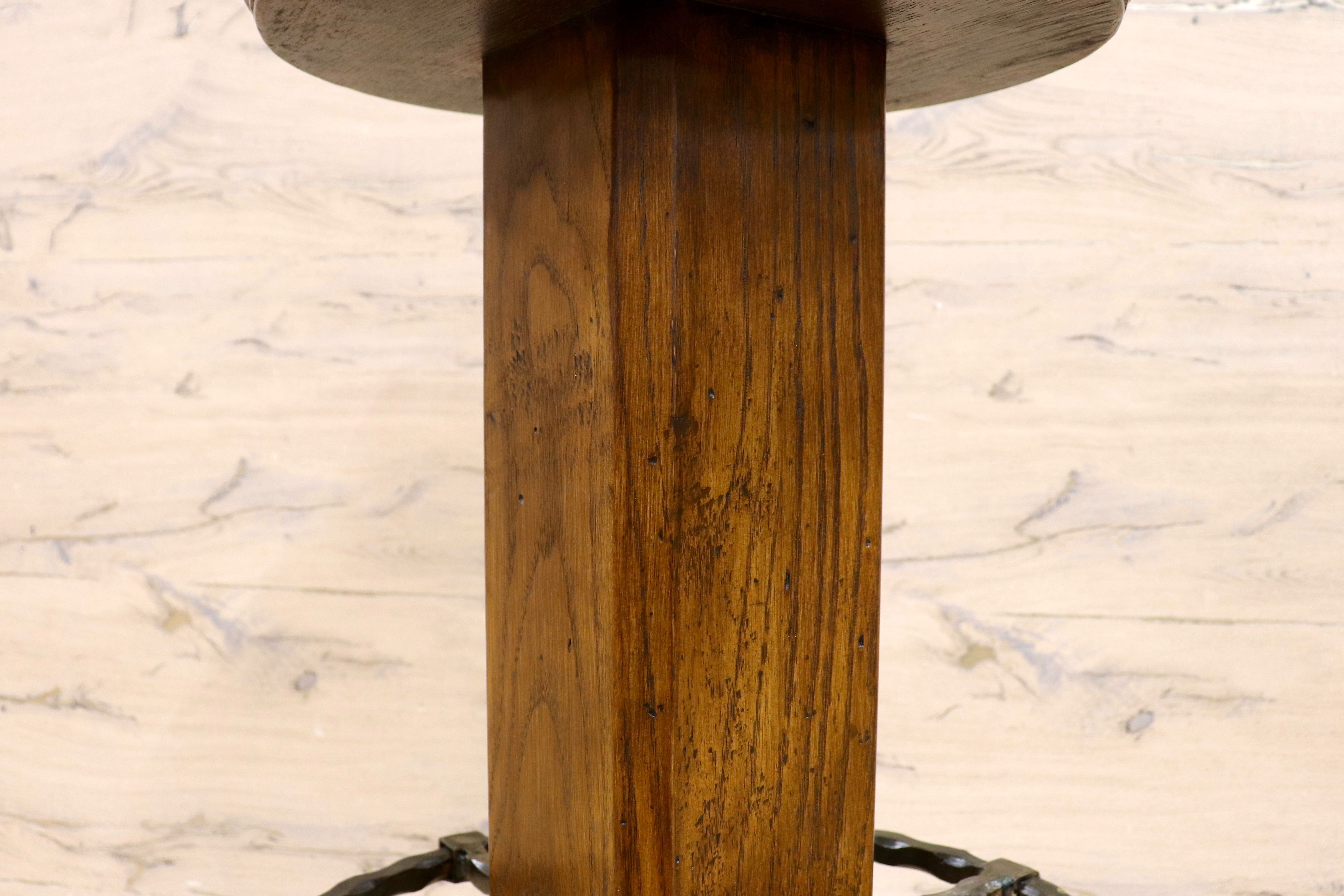 GMIK7L○スペイン製 カスティリアンスタイル バースツール ハイチェア カウンター 回転式 椅子 オーク 本革 アンティーク ヴィンテージ