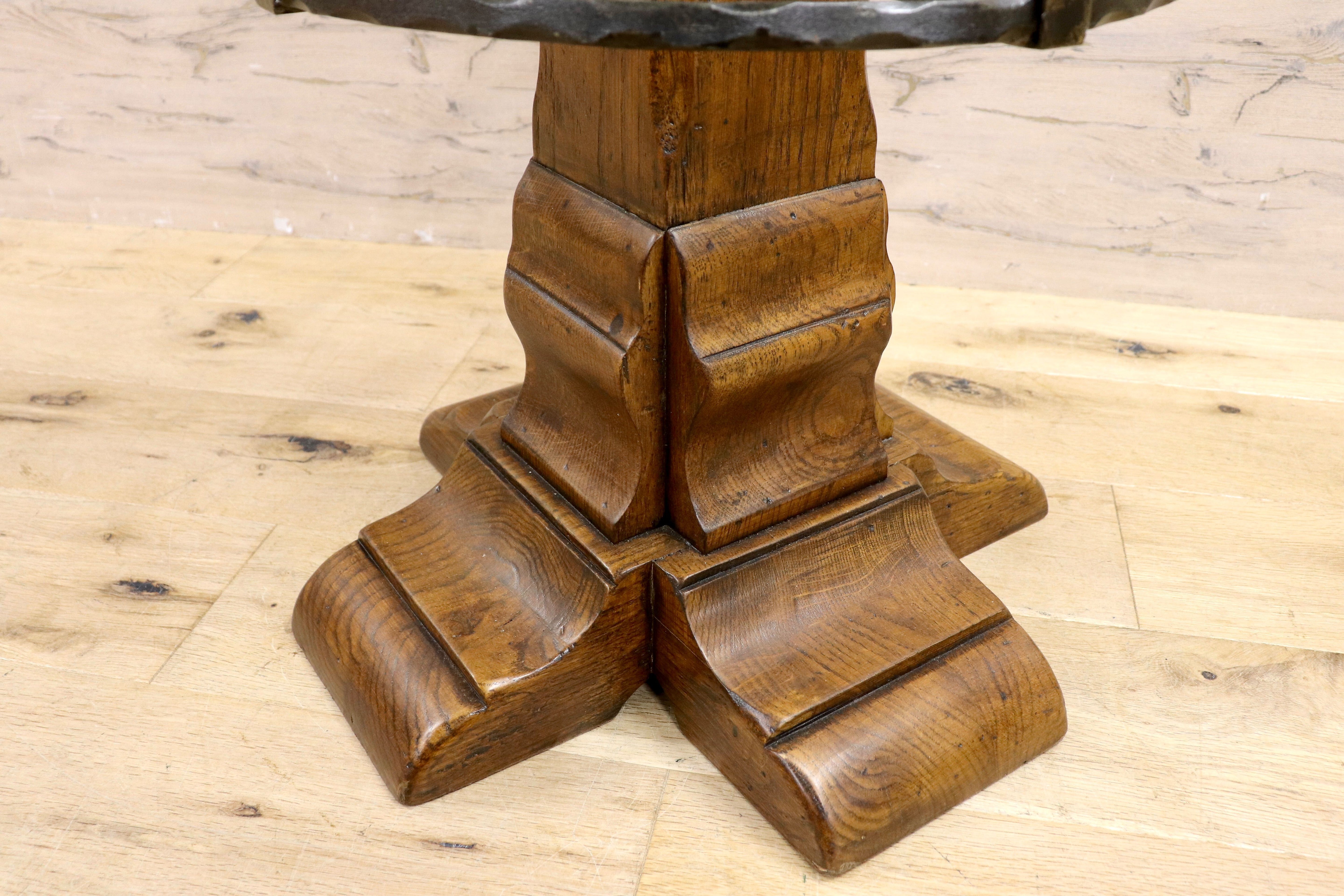 GMIK7L○スペイン製 カスティリアンスタイル バースツール ハイチェア カウンター 回転式 椅子 オーク 本革 アンティーク ヴィンテージ