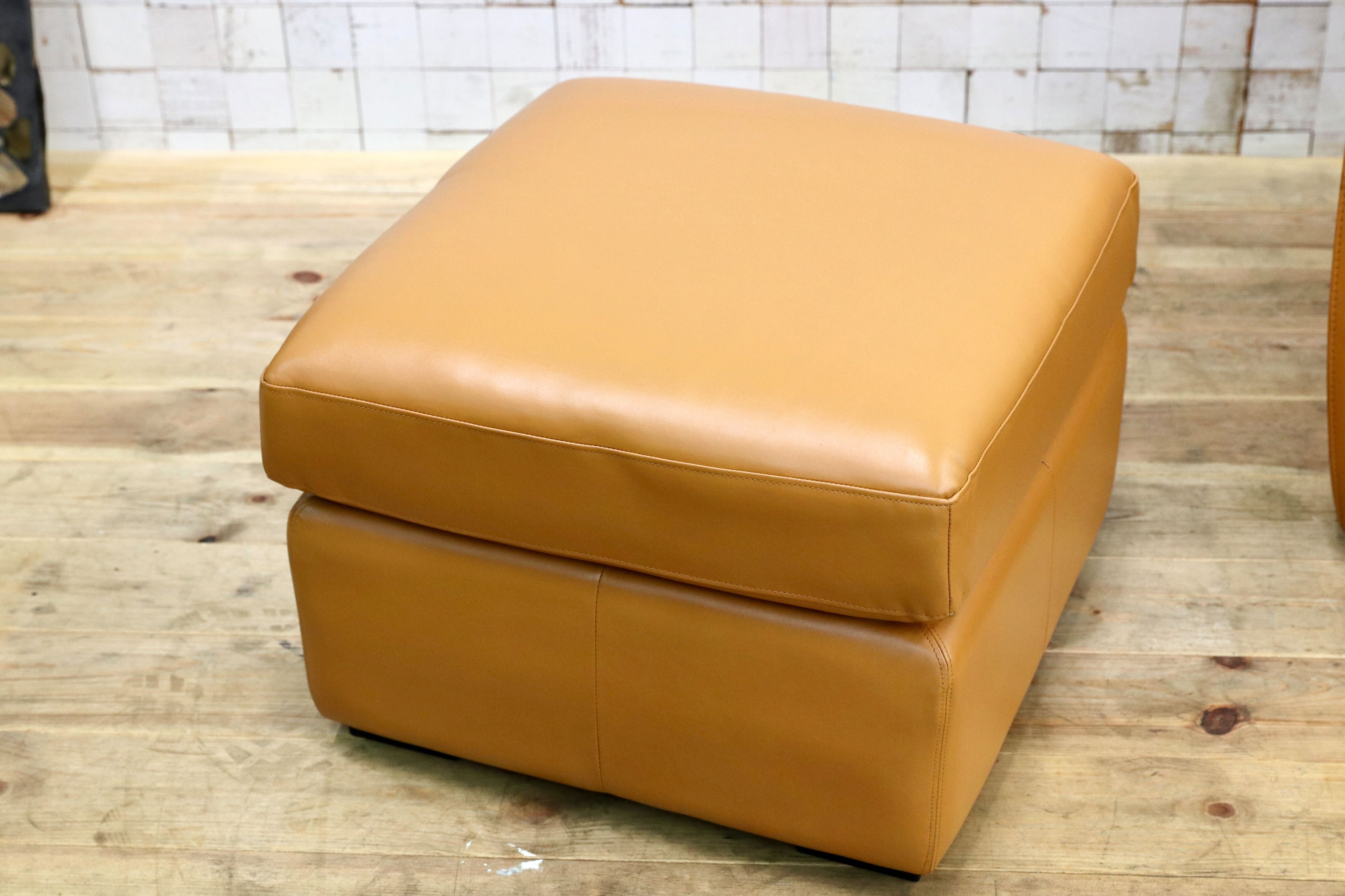 GMIH523○domani / ドマーニ Excel-Life エクセルライフ カリモク最高峰 1人掛けソファ+オットマン 本革 レザー キャメル 約55万