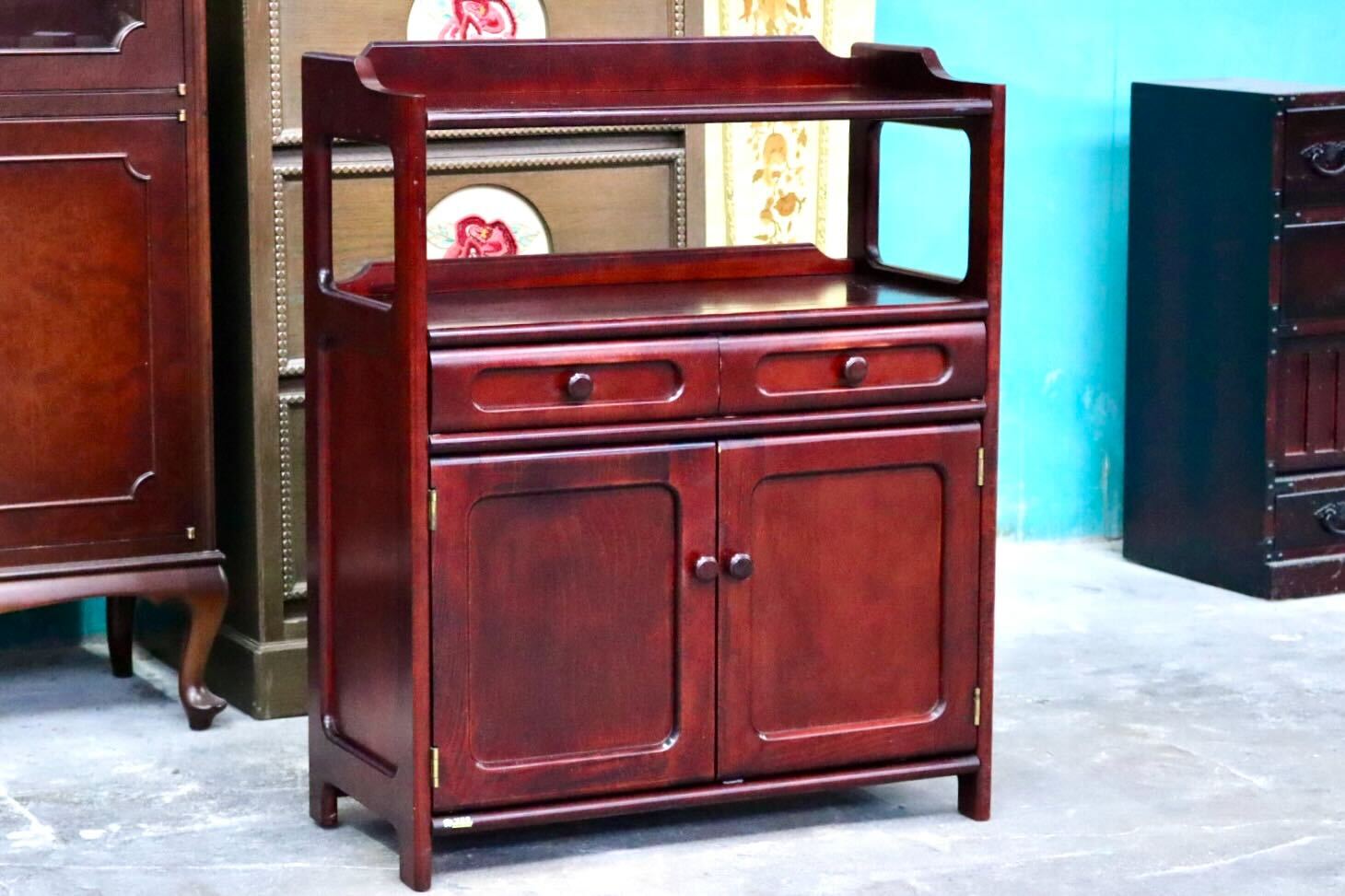 GMIK810○karimoku / カリモク オールドカリモク サイドキャビネット 電話台 花台 サイドボード 飾り棚 引き出し 木製 国産家具