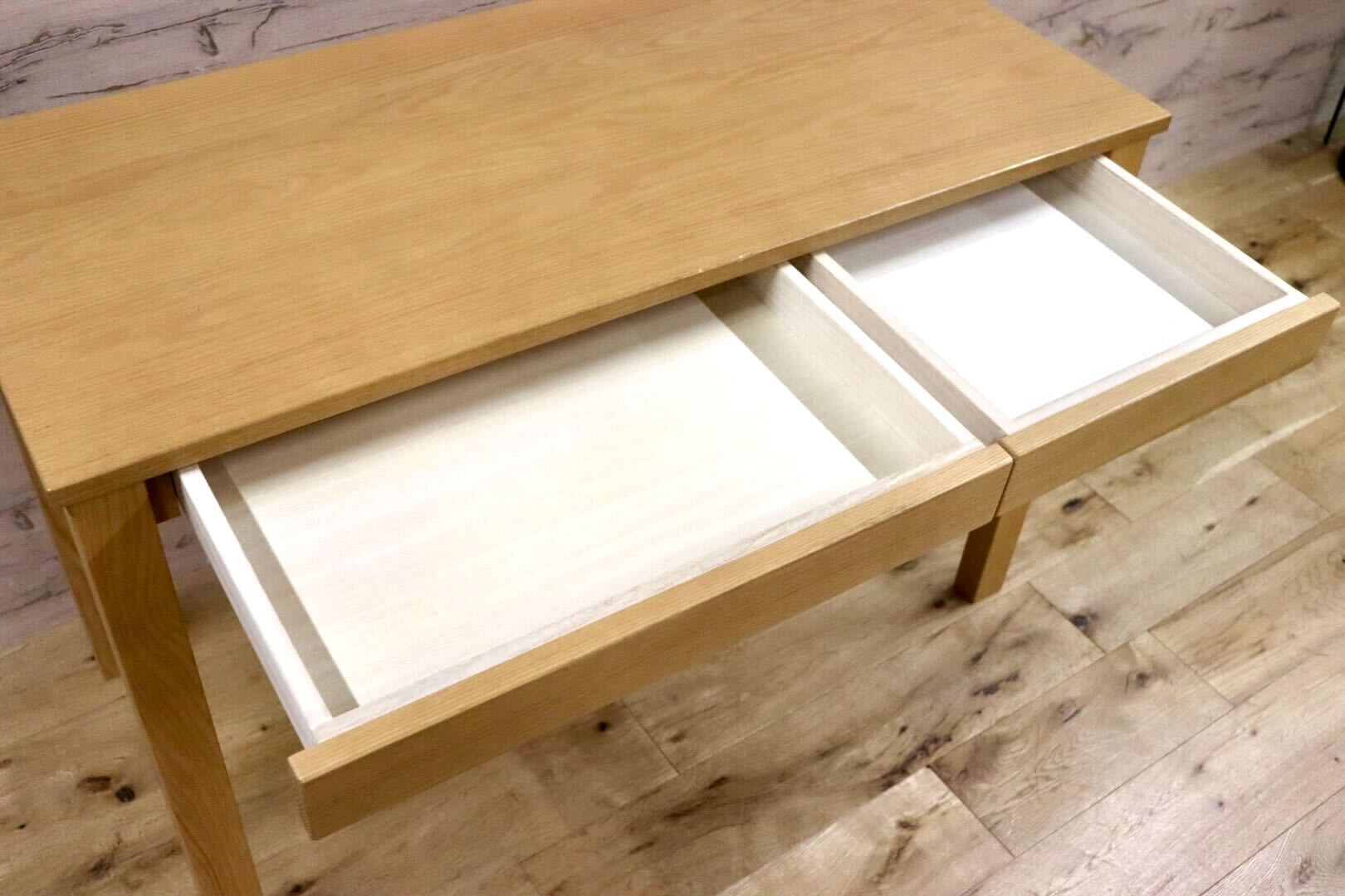 GMHN15○浜本工芸 / HAMAMOTO 学習机 勉強机 パソコンデスク コンソールデスク 作業台 楢材 無垢 ナチュラル 定価約7.8万 美品