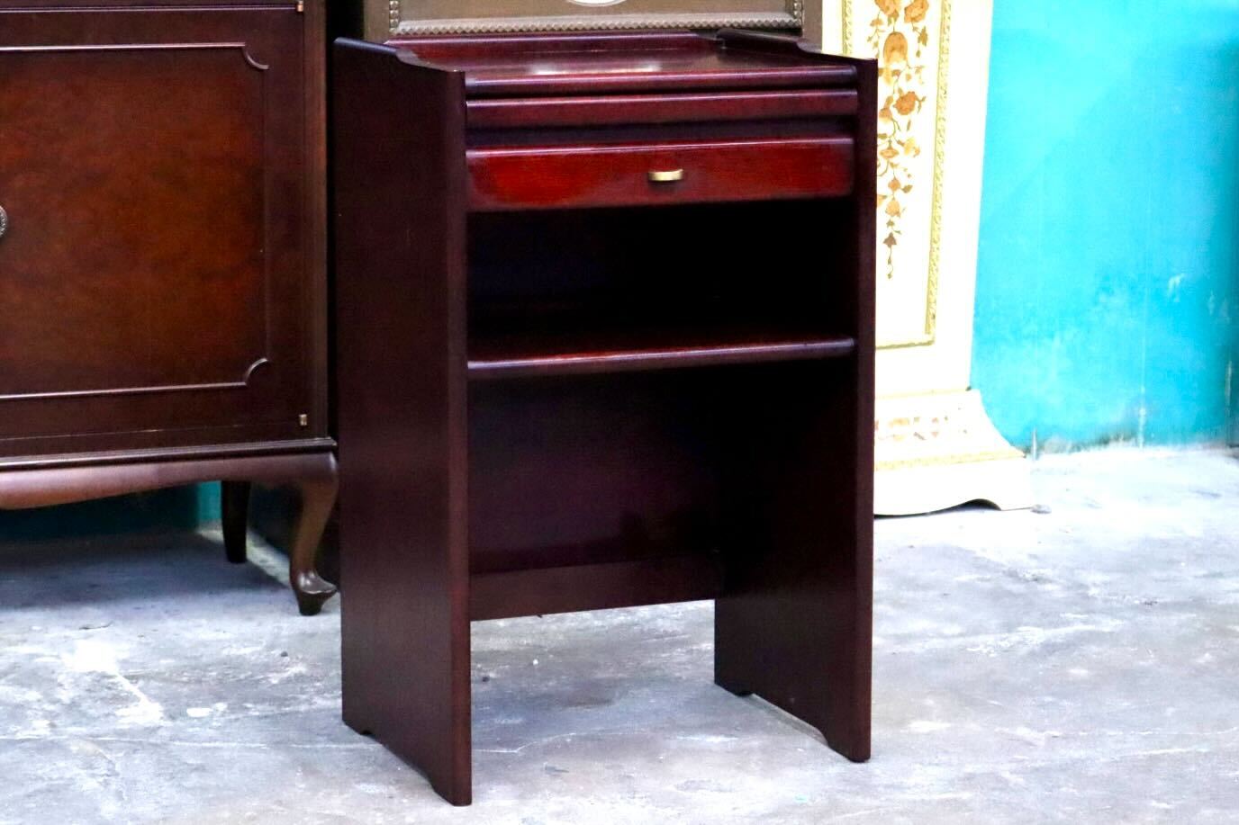 GMIK810B○karimoku / カリモク オールドカリモク 電話台 花台 サイドキャビネット 飾り棚 引き出し 木製 国産家具