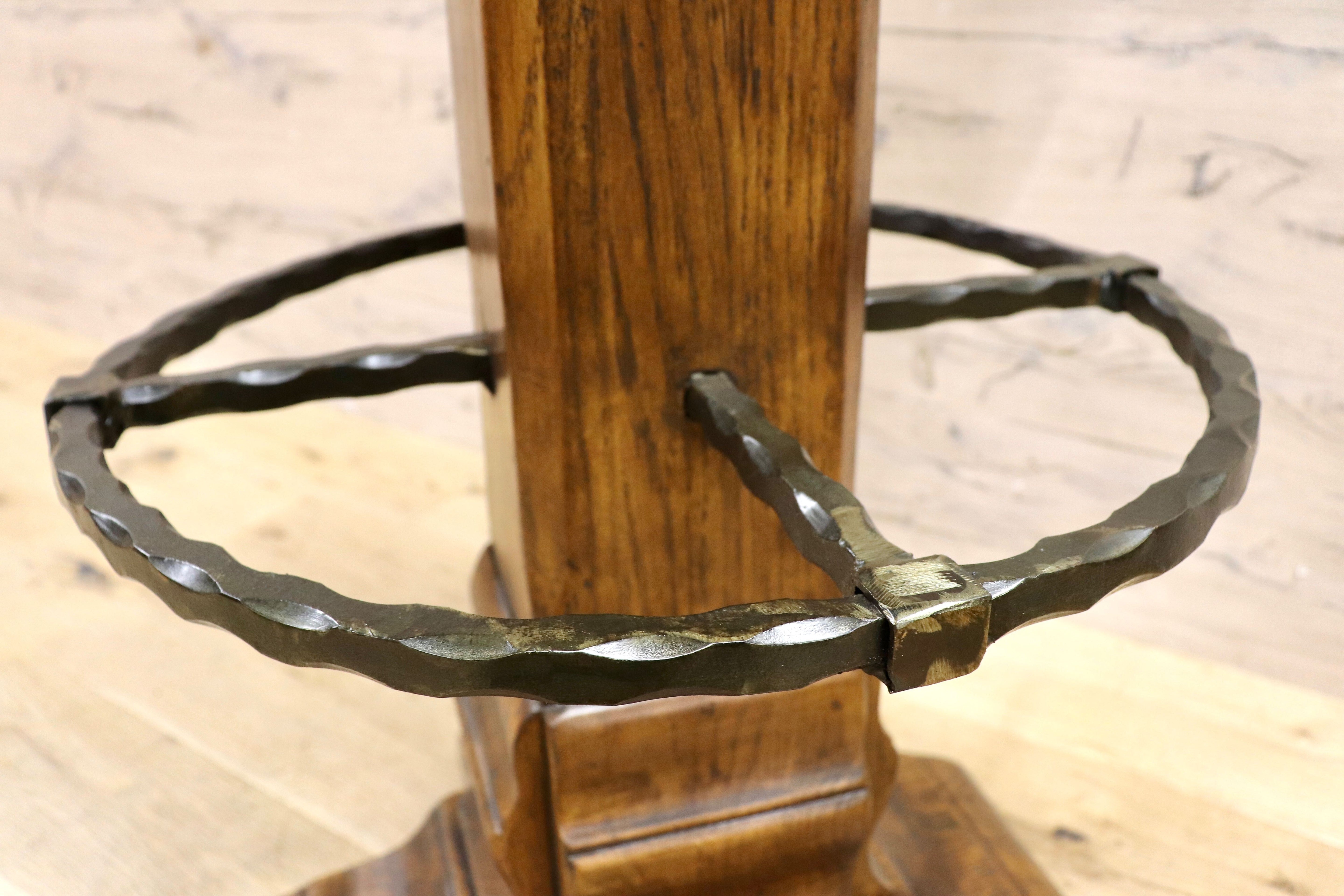 GMIK7O○スペイン製 カスティリアンスタイル バースツール ハイチェア カウンター 回転式 椅子 オーク 本革 アンティーク ヴィンテージ