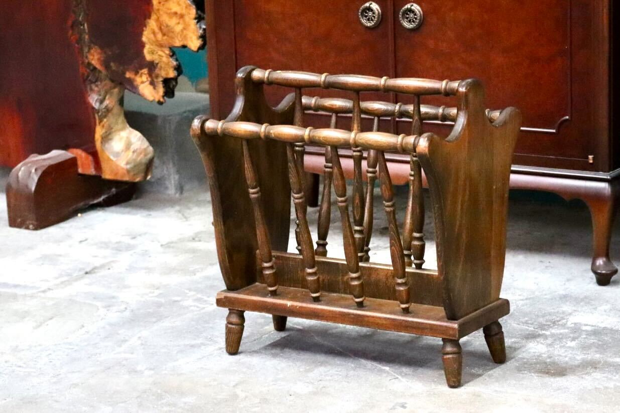 GMIK806○飛騨産業 / HIDA キツツキ マガジンラック ブックスタンド スリッパラック 木製 雑誌 本 収納 レトロ