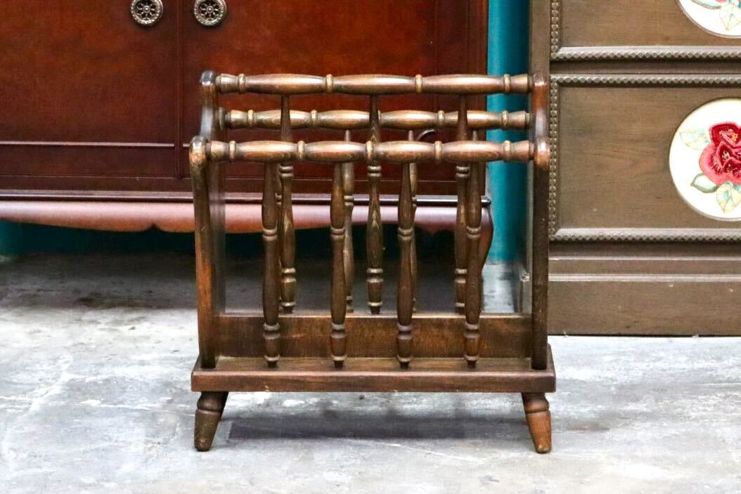 GMIK806○飛騨産業 / HIDA キツツキ マガジンラック ブックスタンド スリッパラック 木製 雑誌 本 収納 レトロ