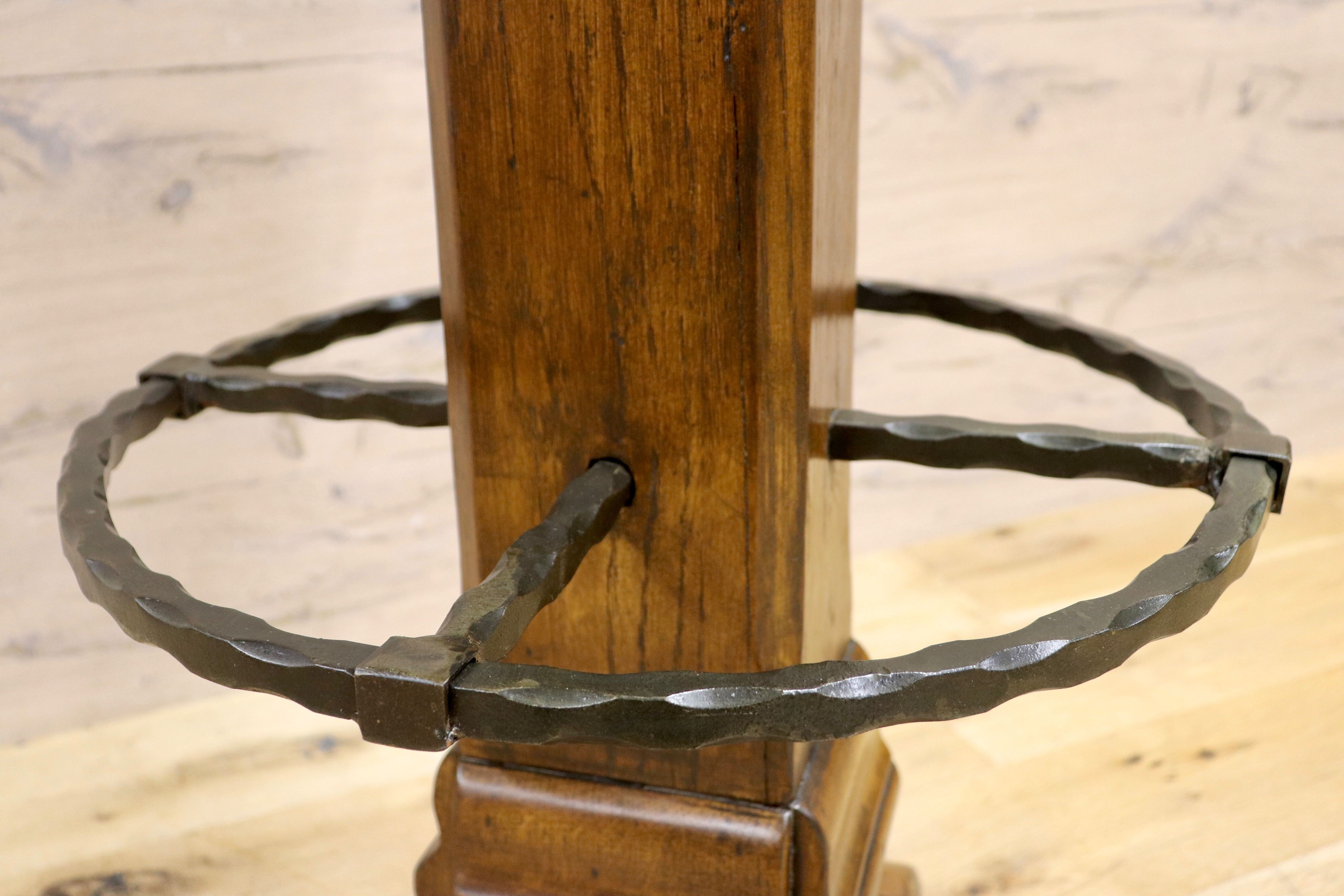 GMIK7P○スペイン製 カスティリアンスタイル バースツール ハイチェア カウンター 回転式 椅子 オーク 本革 アンティーク ヴィンテージ