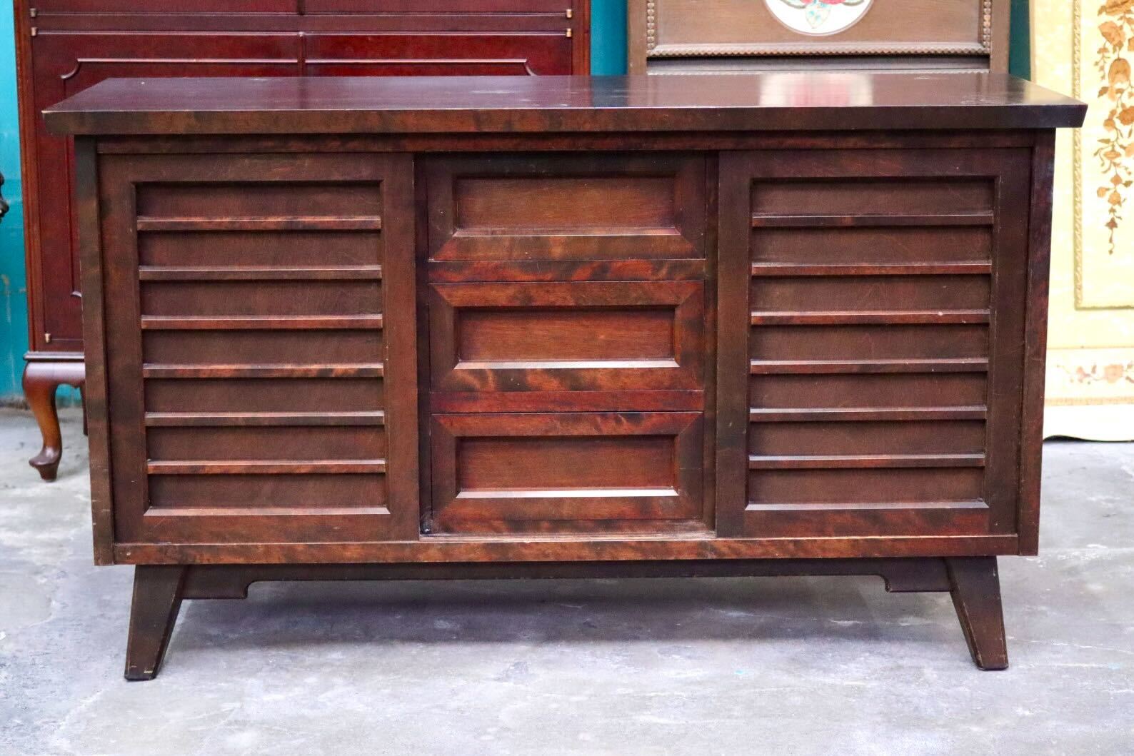 GMIS428A○北海道民芸家具 キャビネット サイドボード 棚 引き出し リビング収納 木製 樺材 レトロ クラシック ヴィンテージ 国産家具