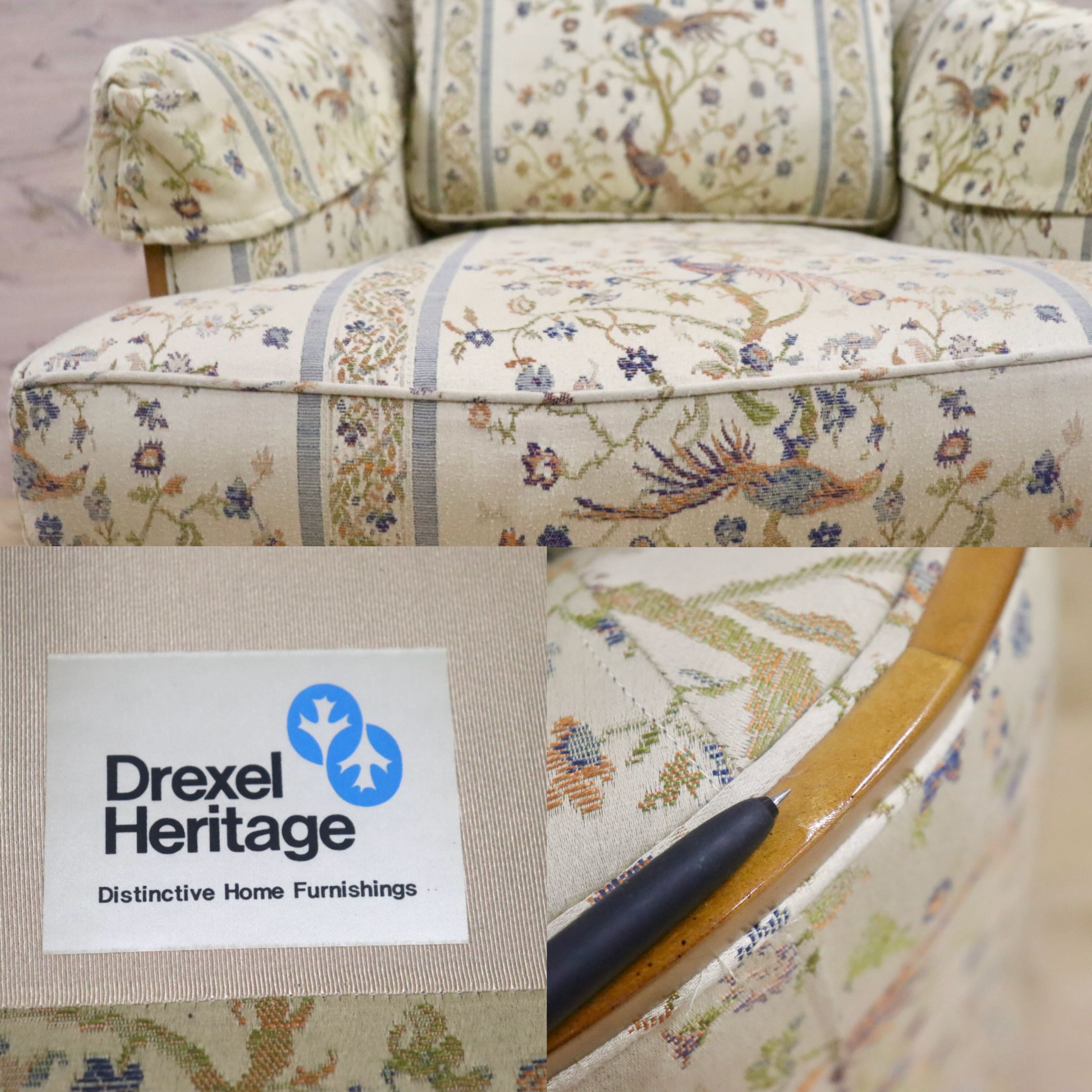 GMHN257A○DREXEL HERITAGE / ドレクセルヘリテイジ 1人掛けソファ シングルソファ アームチェア ファブリック ヴィンテージ 美品