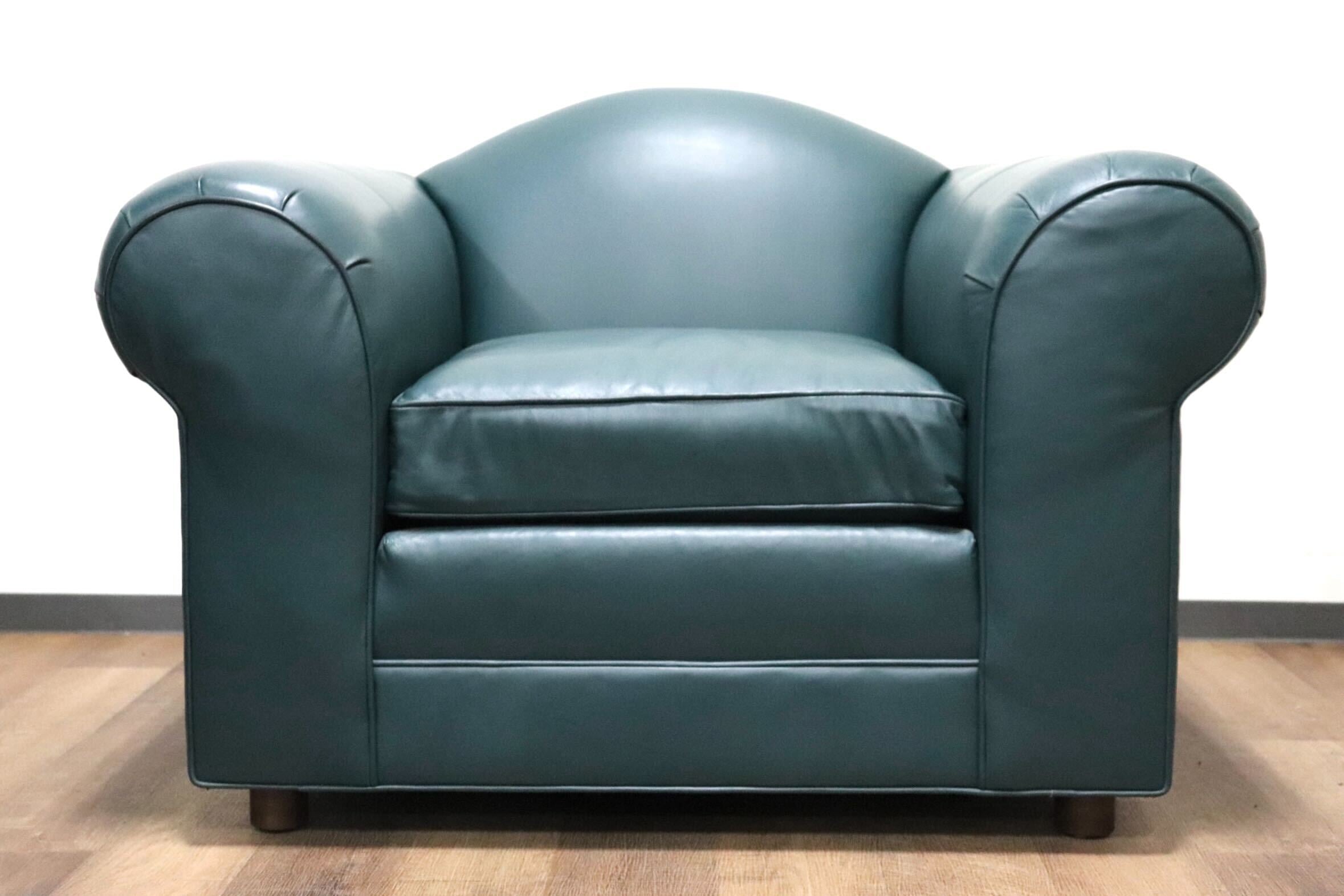 GMHS220A○ETHAN ALLEN / イーセンアーレン 1人掛けソファ シングルソファ 本革 グリーン 応接 IDC大塚家具 US クラシック ヴィンテージ