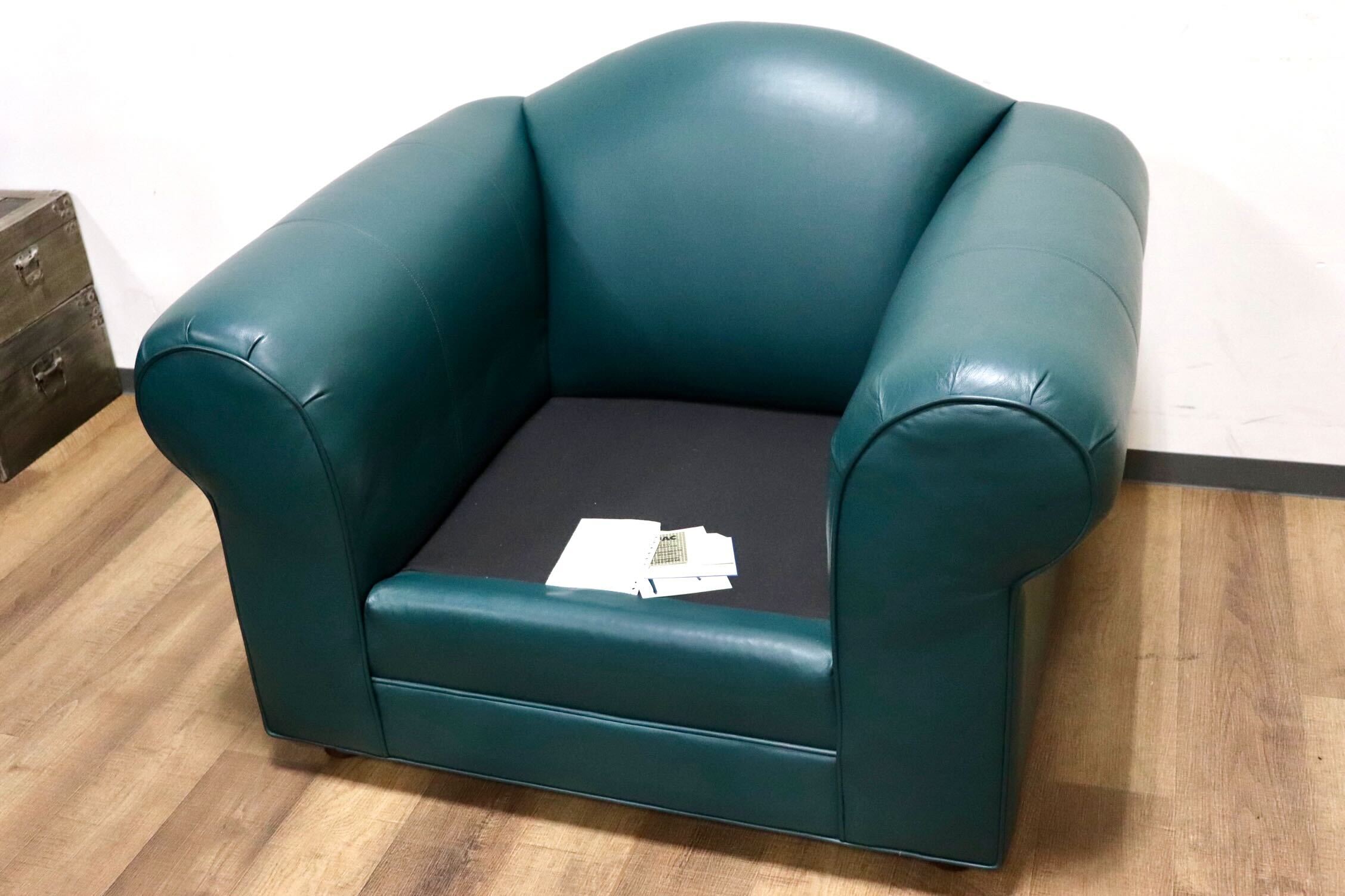 GMHS220A○ETHAN ALLEN / イーセンアーレン 1人掛けソファ シングルソファ 本革 グリーン 応接 IDC大塚家具 US クラシック ヴィンテージ