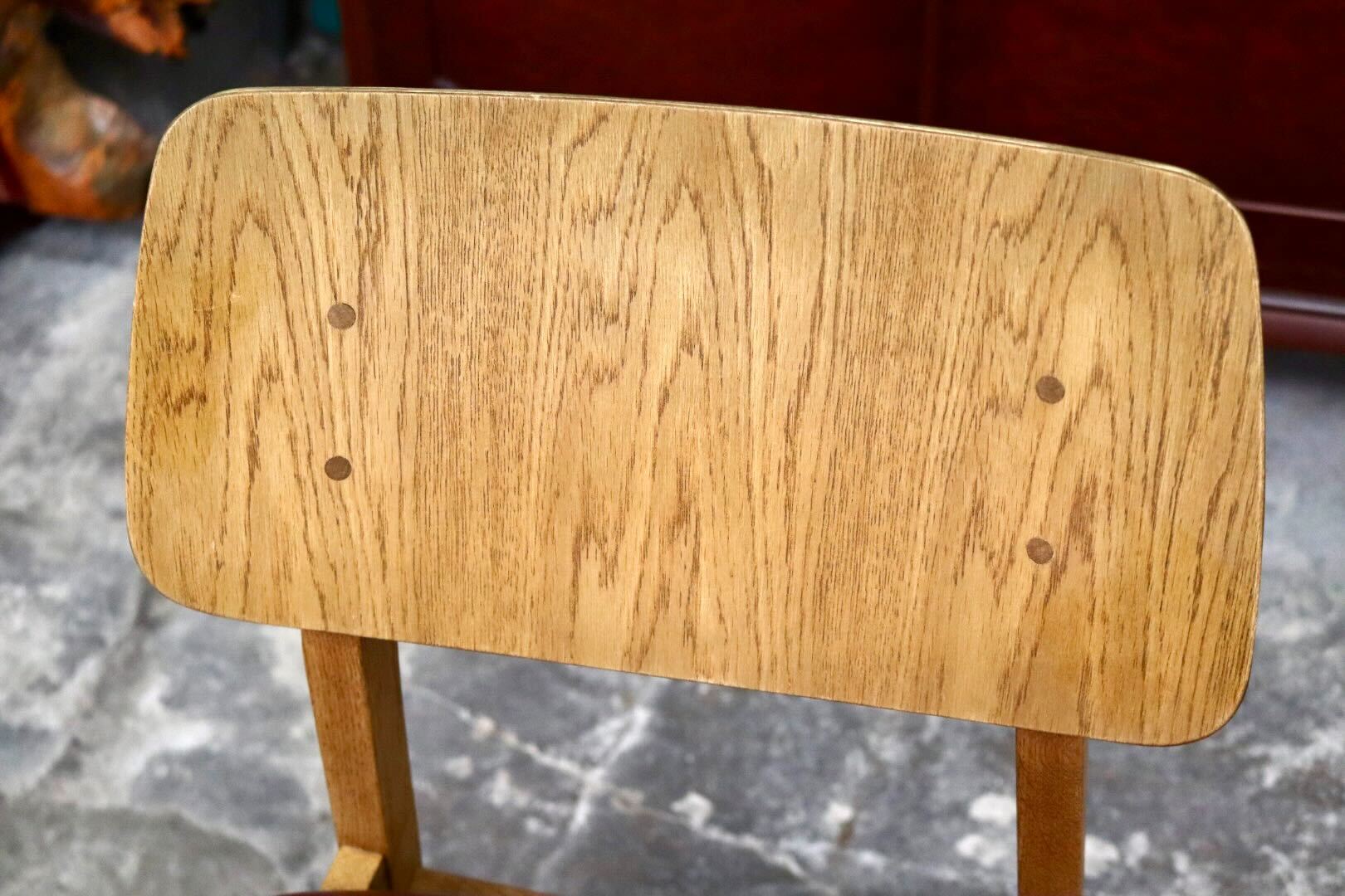 GMIK800○ダイニングチェア アームレスチェア 椅子 木製 本革 リペア済 国産家具 検)クラッシュゲート パッドチェア