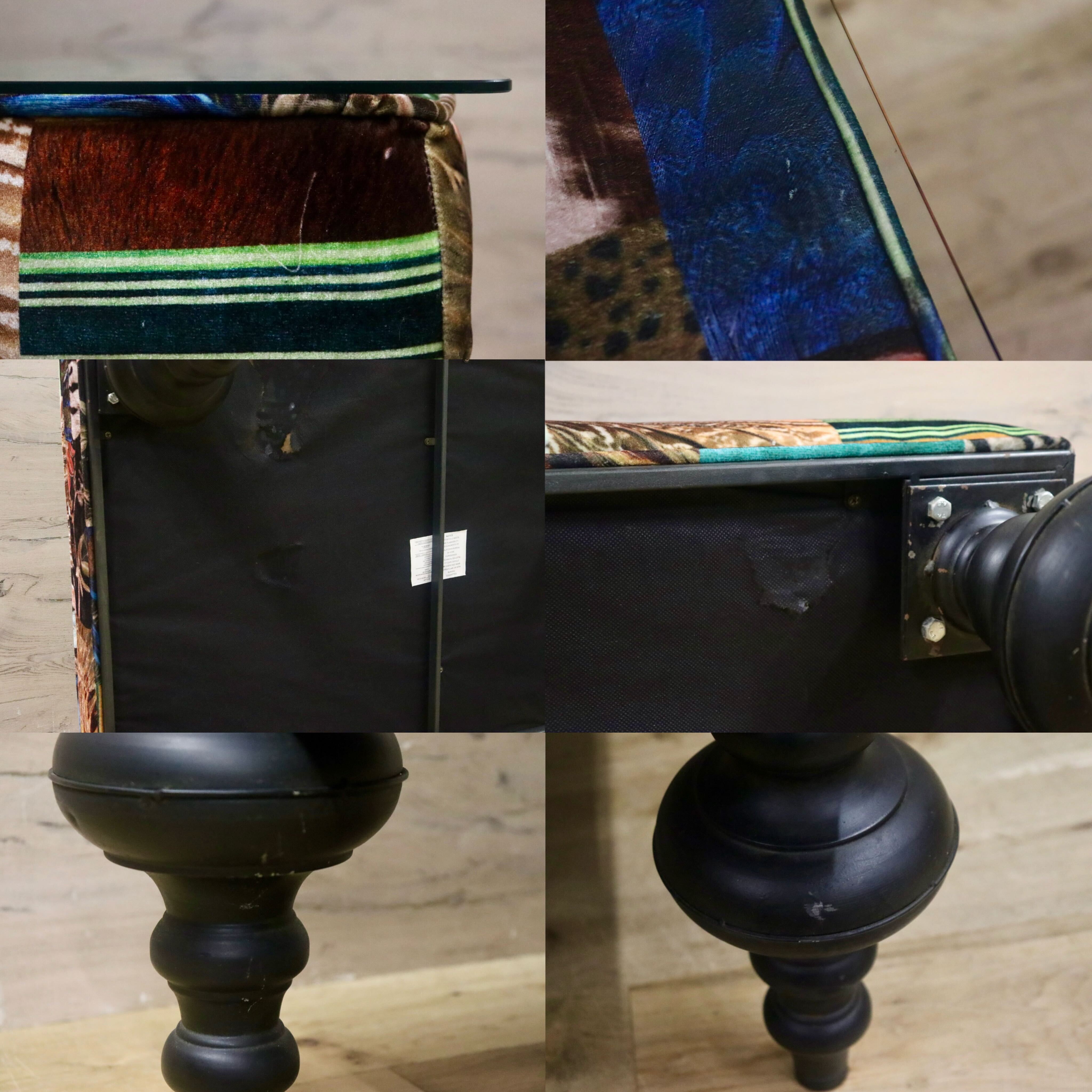 GMHS342○A&B HOME センターテーブル ガラステーブル リビングテーブル ファブリック パッチワーク EURO CASA ユーロカーサ 輸入家具