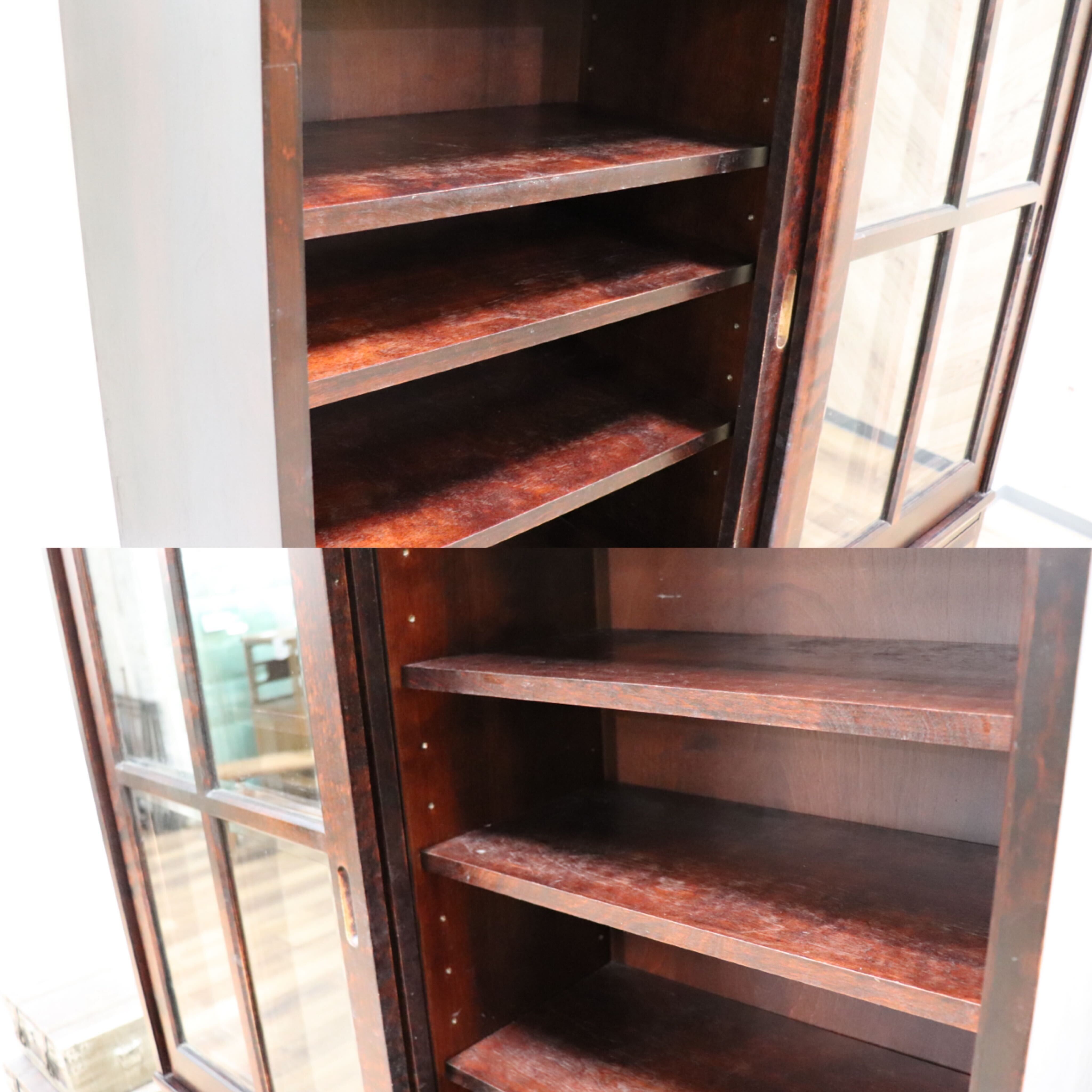 GMHH509○勇峰工芸 ふらの ダイニングボード 水屋 書棚 飾り棚 食器棚 収納家具 樺材 旭川家具 民芸家具 書斎 和家具 和モダン レトロ