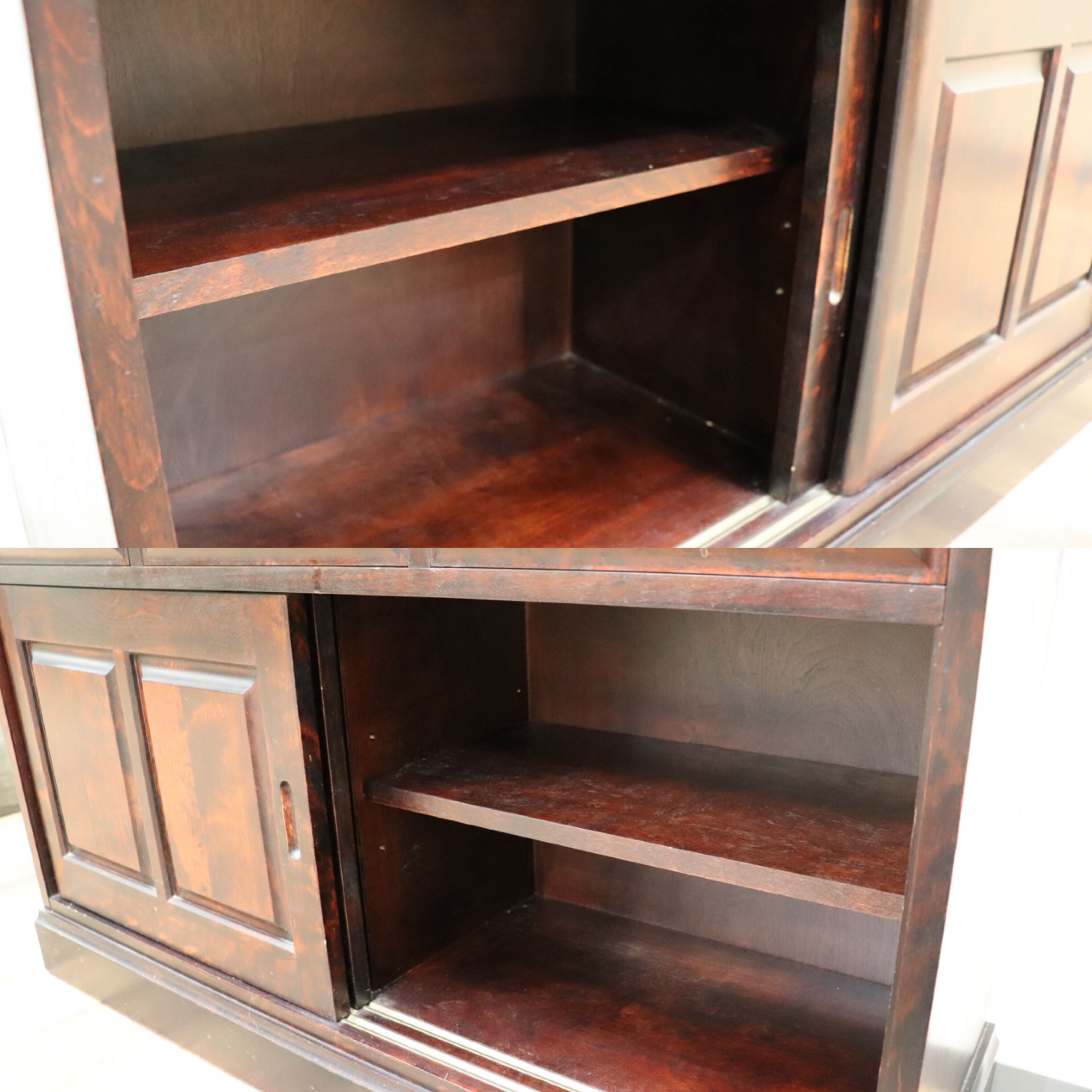 GMHH509○勇峰工芸 ふらの ダイニングボード 水屋 書棚 飾り棚 食器棚 収納家具 樺材 旭川家具 民芸家具 書斎 和家具 和モダン レトロ