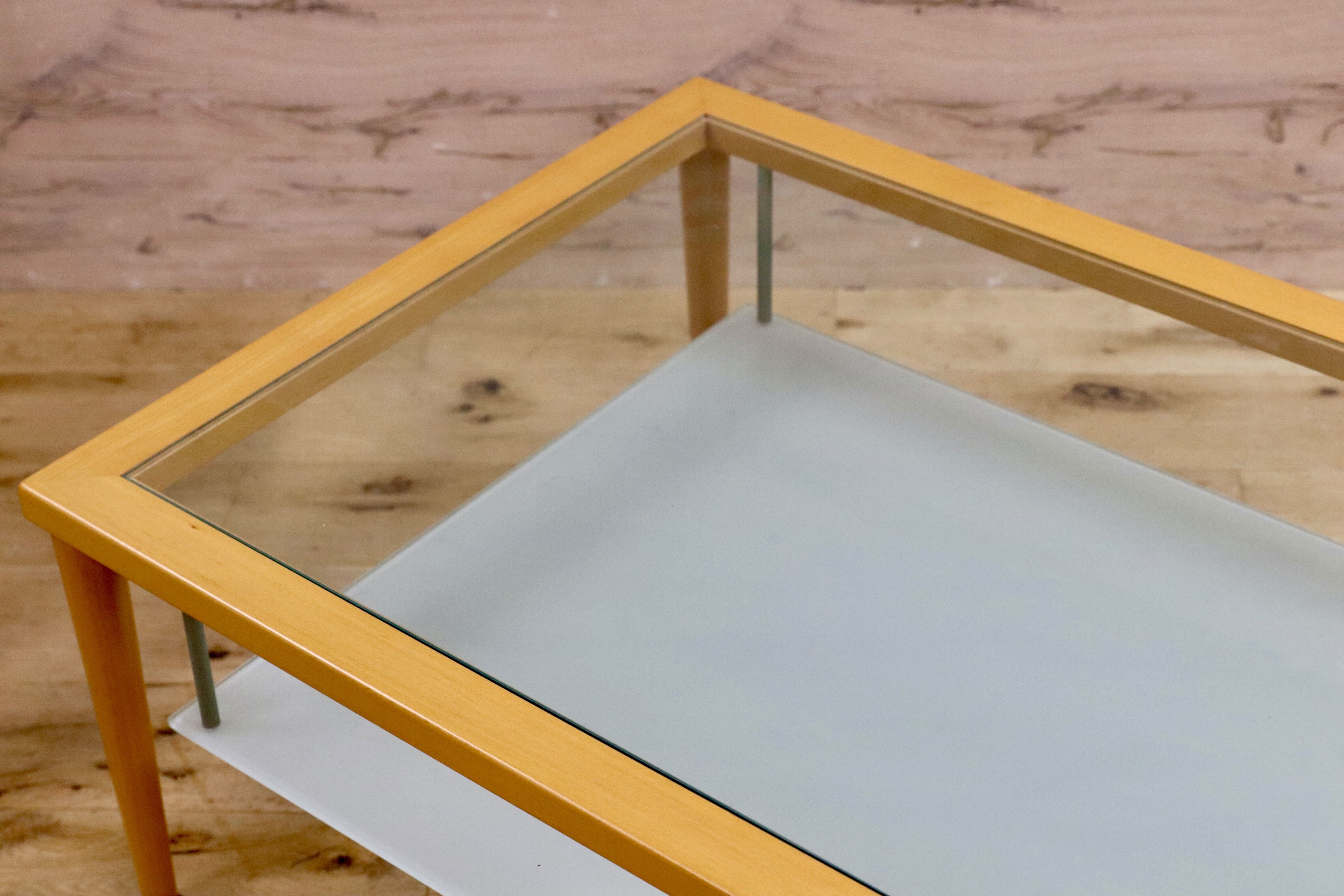 GMIH274○Calligaris / カリガリス センターテーブル リビングテーブル ガラステーブル ビーチ材 イタリア製 スタイリッシュ モダン 展示品
