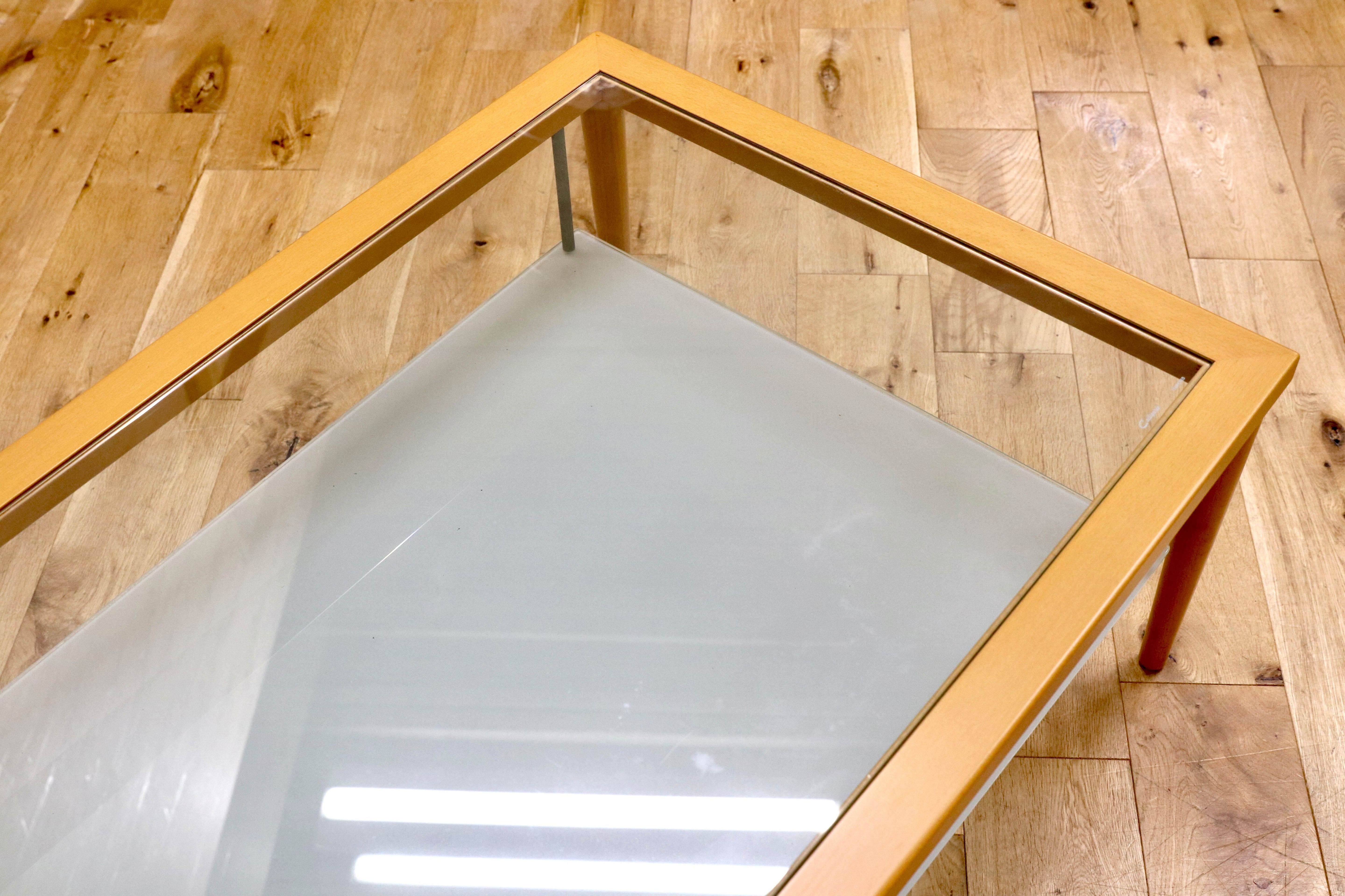 GMIH274○Calligaris / カリガリス センターテーブル リビングテーブル ガラステーブル ビーチ材 イタリア製 スタイリッシュ モダン 展示品