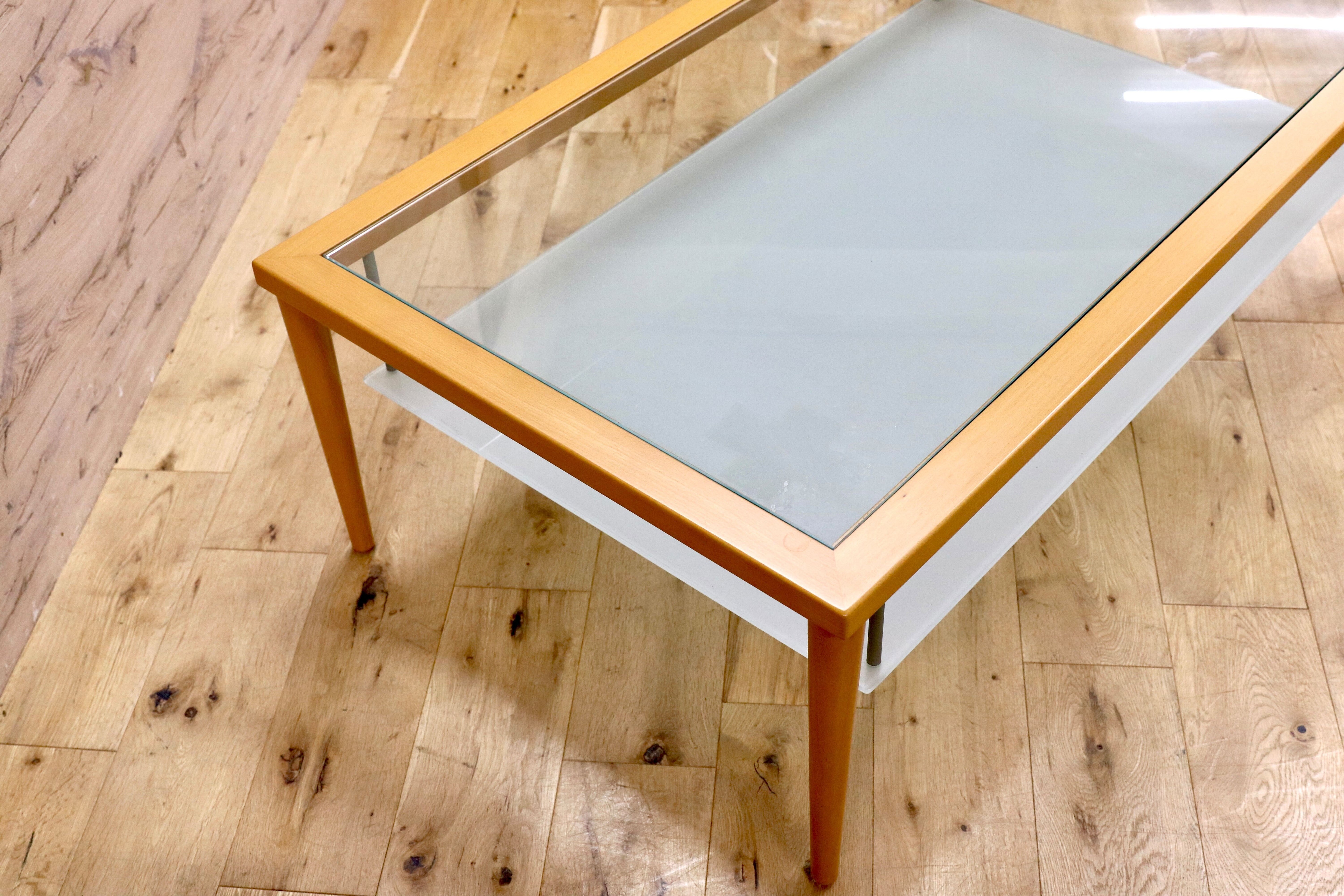 GMIH274○Calligaris / カリガリス センターテーブル リビングテーブル ガラステーブル ビーチ材 イタリア製 スタイリッシュ モダン 展示品