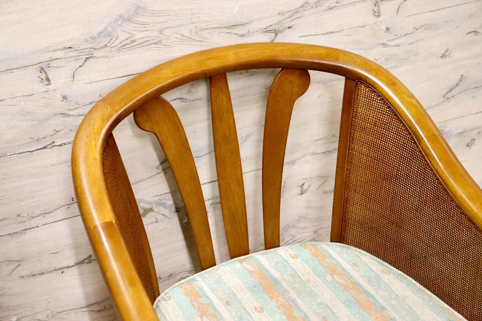 GMHH106B○karimoku / カリモク アームチェア ラウンジチェア シングルソファ ラタン ファブリック 椅子 アンティーク 国産家具