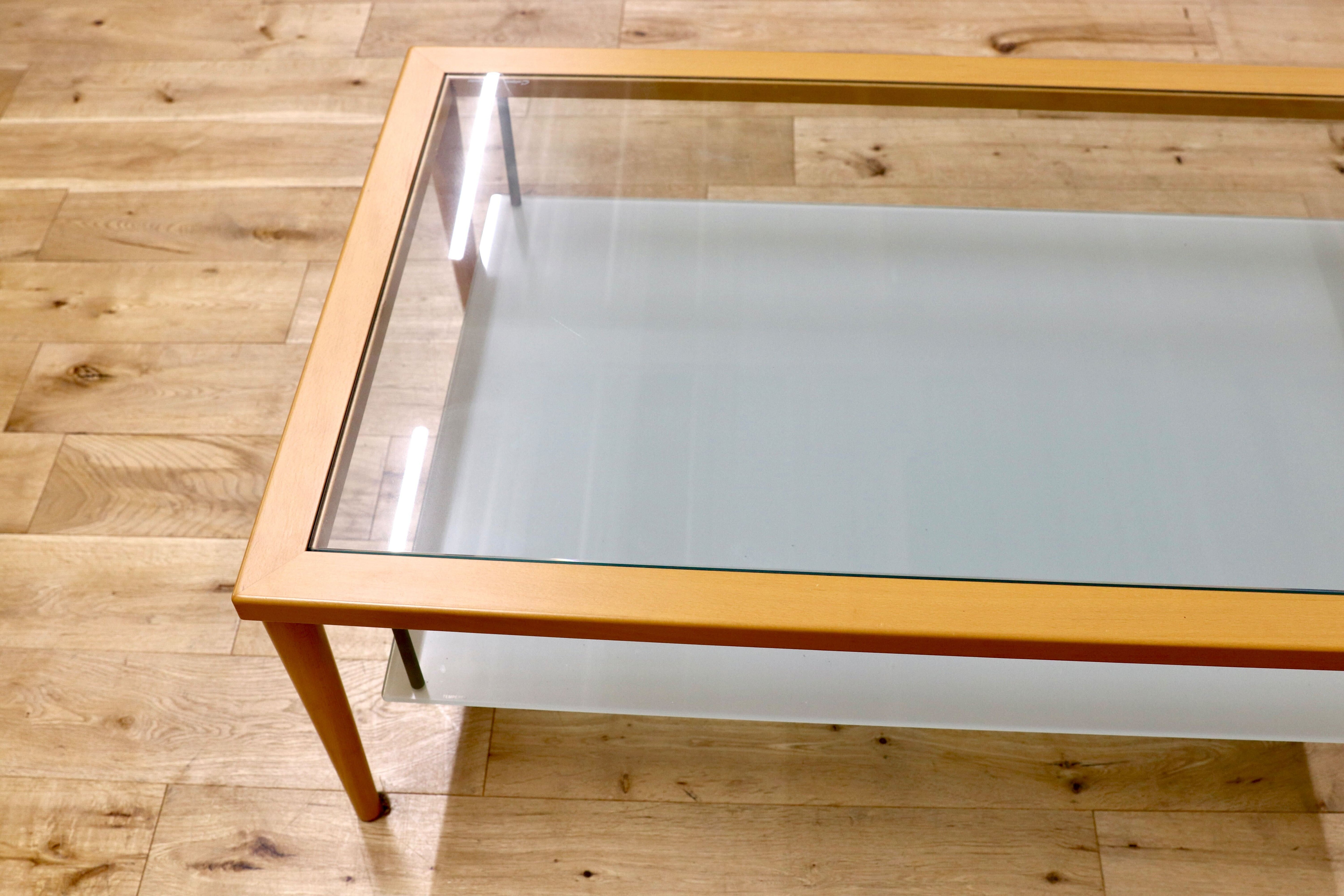 GMIH274○Calligaris / カリガリス センターテーブル リビングテーブル ガラステーブル ビーチ材 イタリア製 スタイリッシュ モダン 展示品
