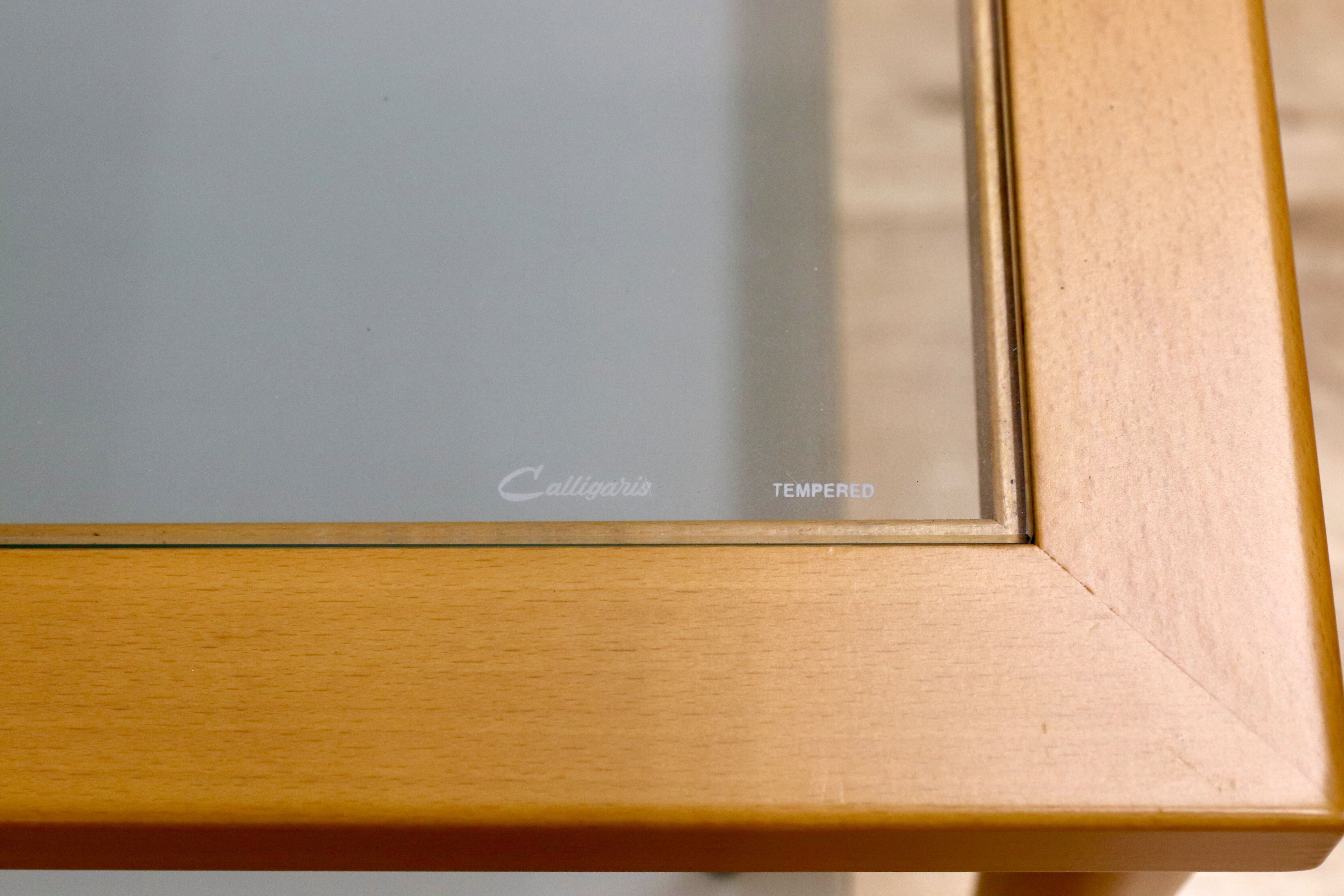 GMIH274○Calligaris / カリガリス センターテーブル リビングテーブル ガラステーブル ビーチ材 イタリア製 スタイリッシュ モダン 展示品