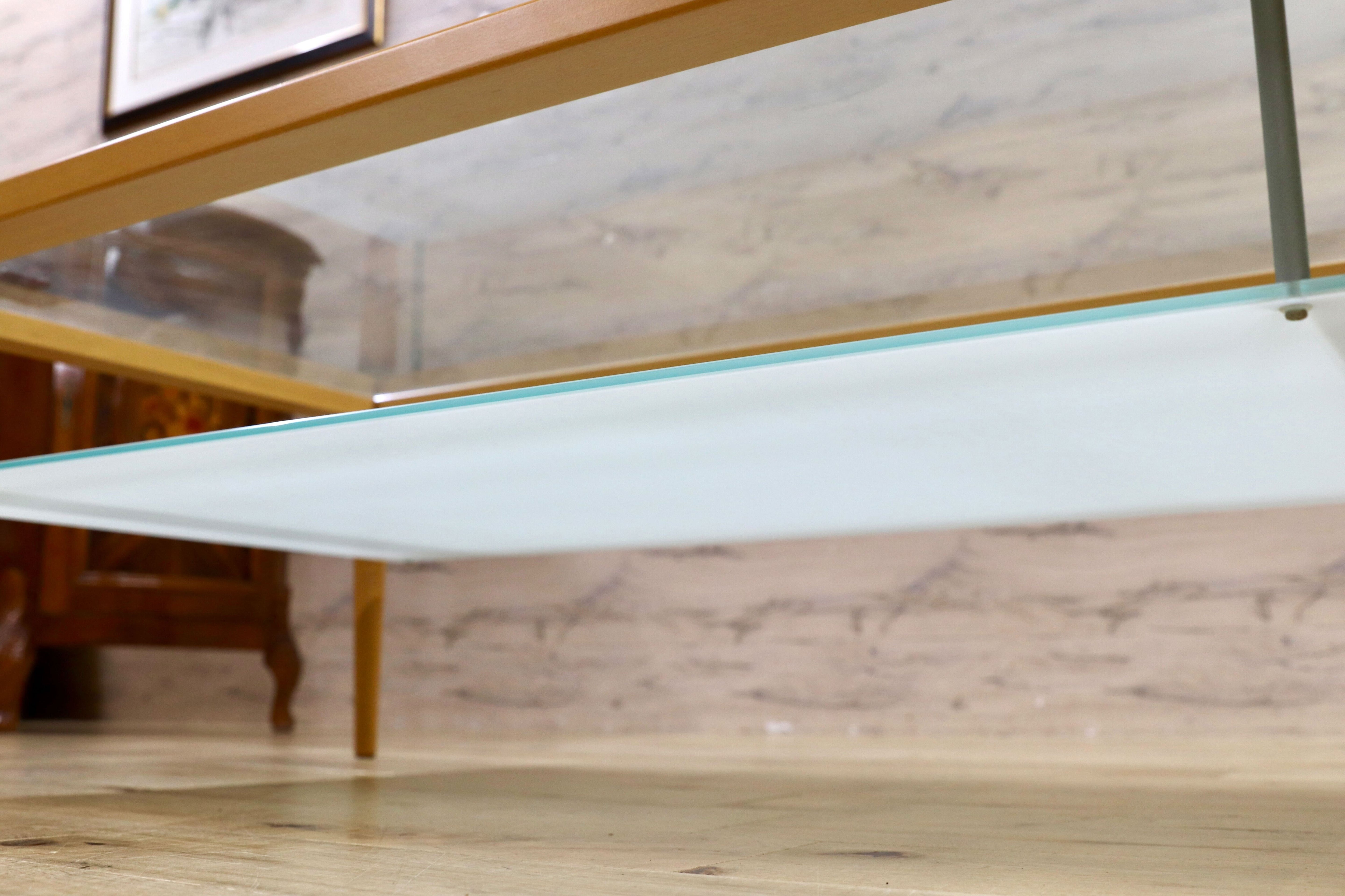 GMIH274○Calligaris / カリガリス センターテーブル リビングテーブル ガラステーブル ビーチ材 イタリア製 スタイリッシュ モダン 展示品