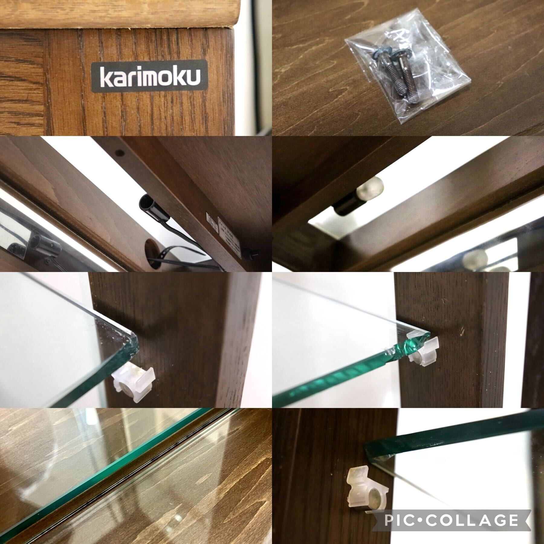 GMHS86○karimoku / カリモク キュリオケース 飾り棚 収納棚 ガラスキャビネット 照明付き カントリー クラシック 国産家具