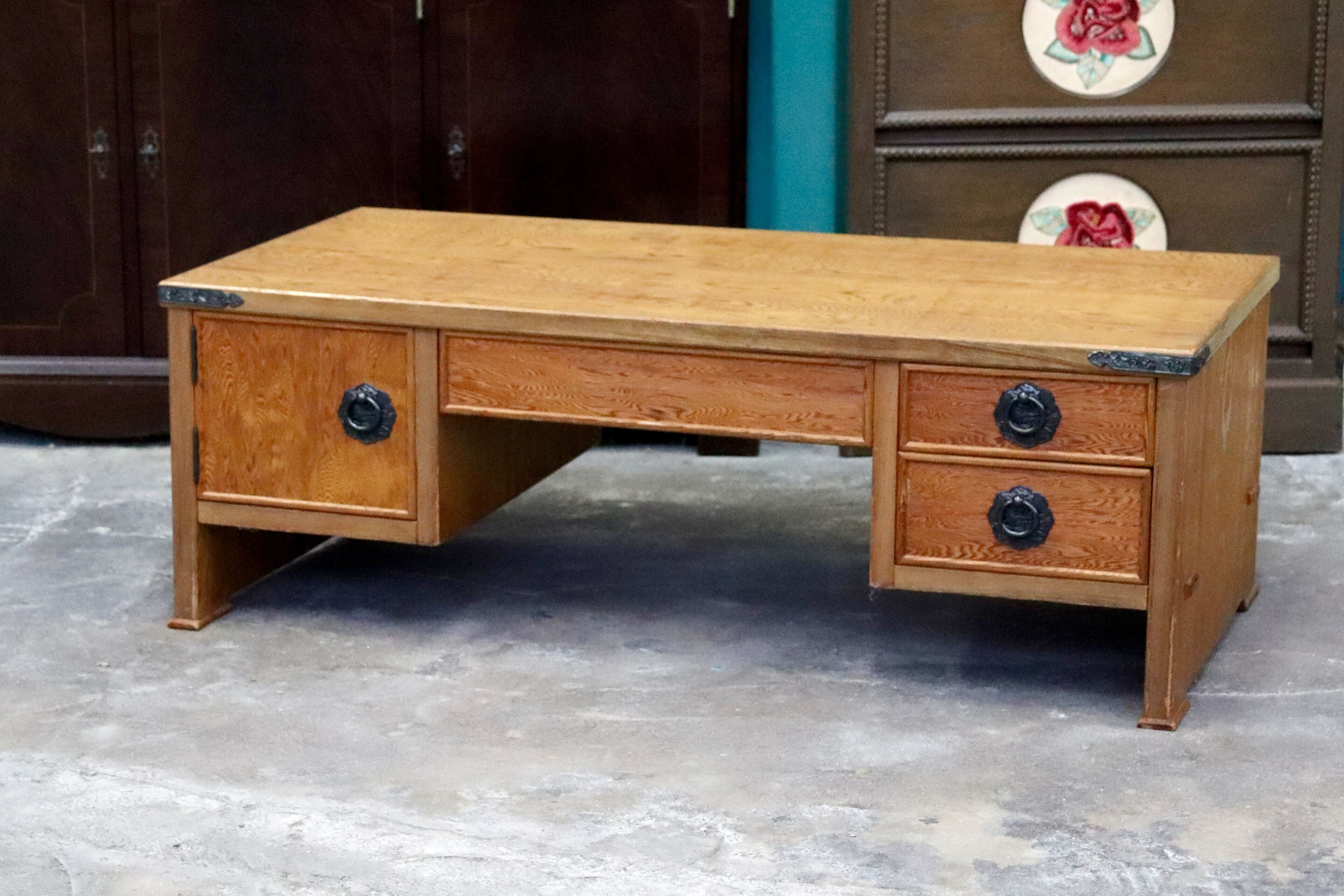 GMIK484○世界遺産屋久杉 民芸家具 文机 座敷机 座卓 ローテーブル 作業台 和室 デスク 机 アンティーク レトロ 伝統工芸 和モダン