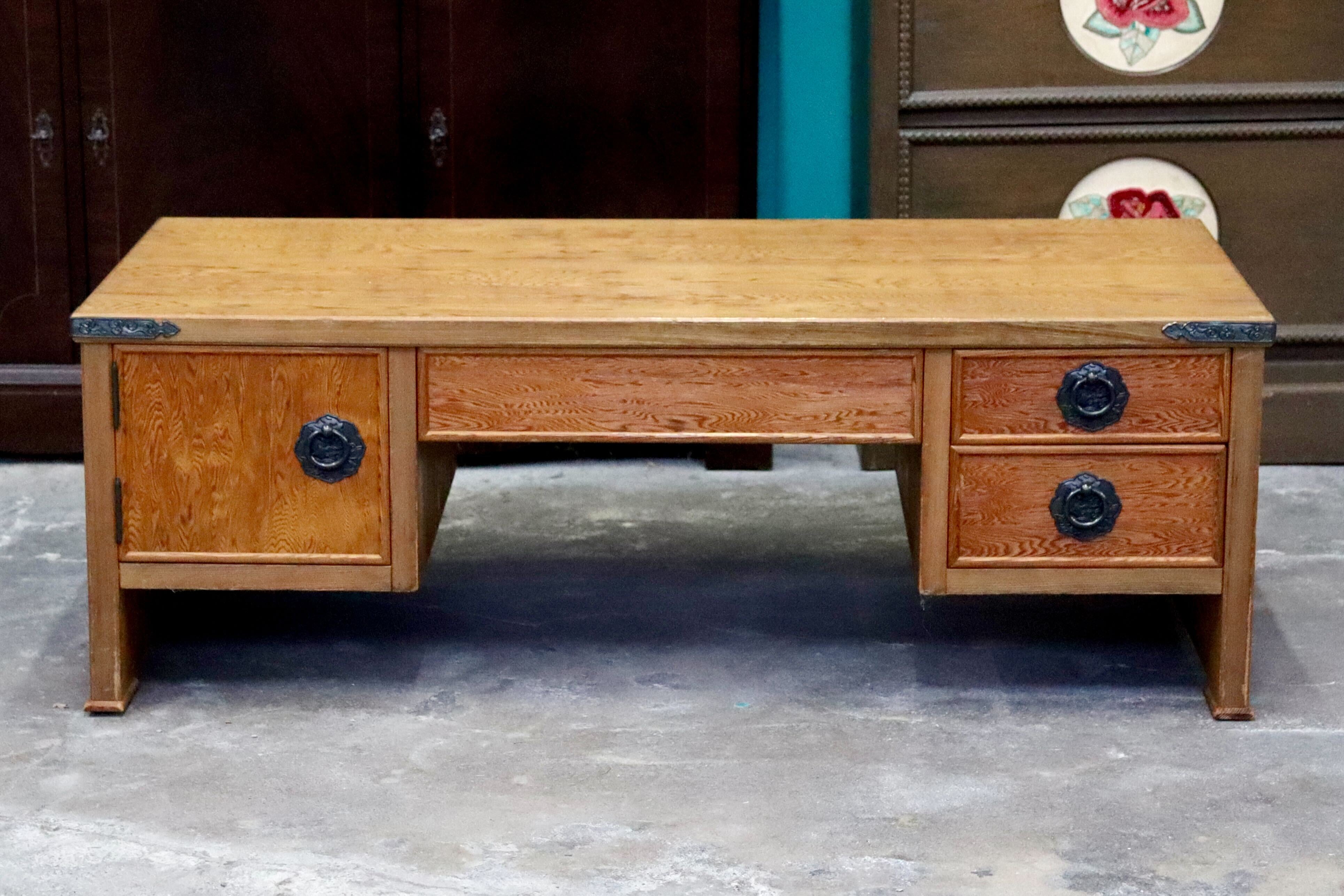 GMIK484○世界遺産屋久杉 民芸家具 文机 座敷机 座卓 ローテーブル 作業台 和室 デスク 机 アンティーク レトロ 伝統工芸 和モダン