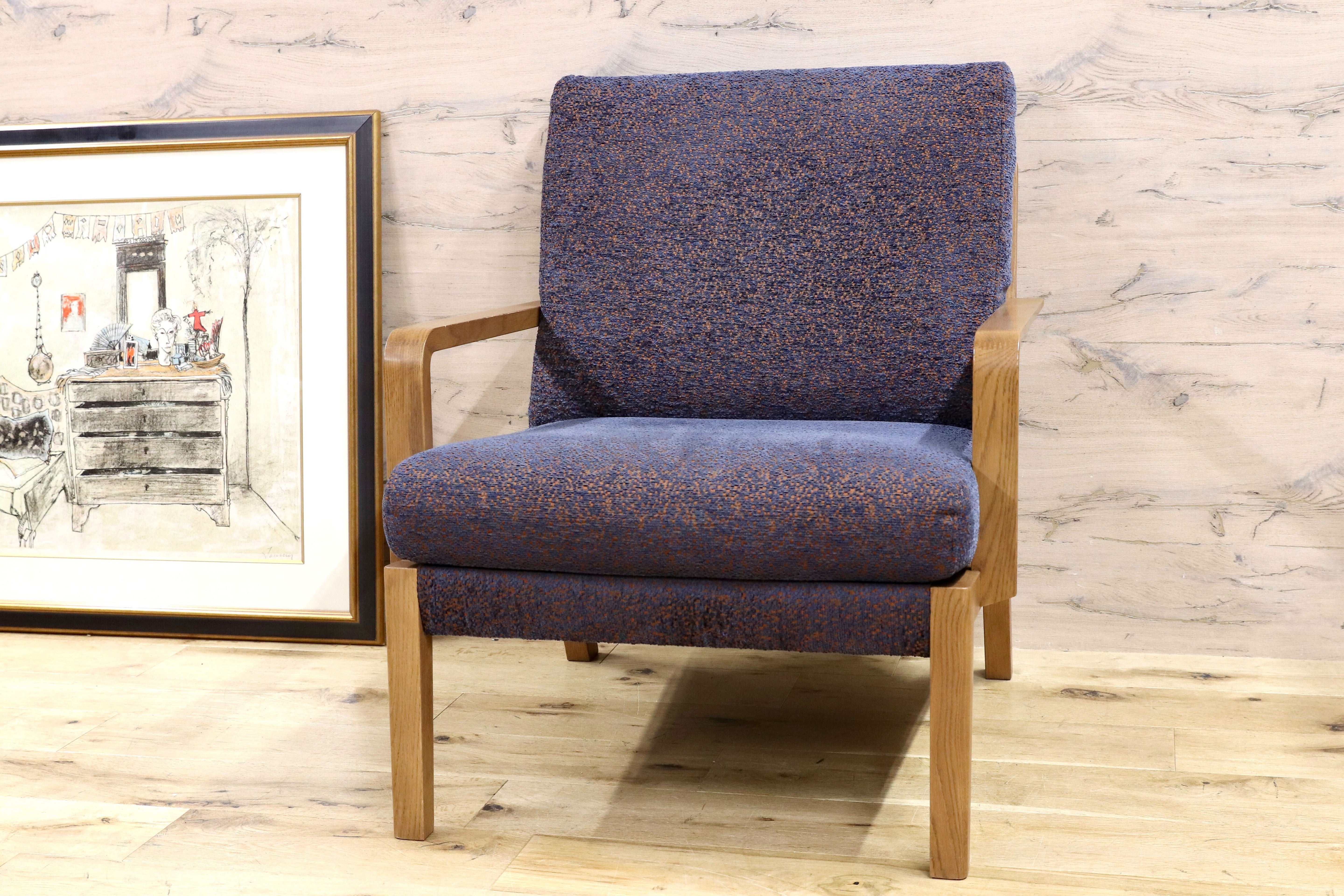 GMHS5A○karimoku / カリモク WU45 1人掛けソファ シングルソファ ラウンジチェア ファブリック オーク材 定価18.8万