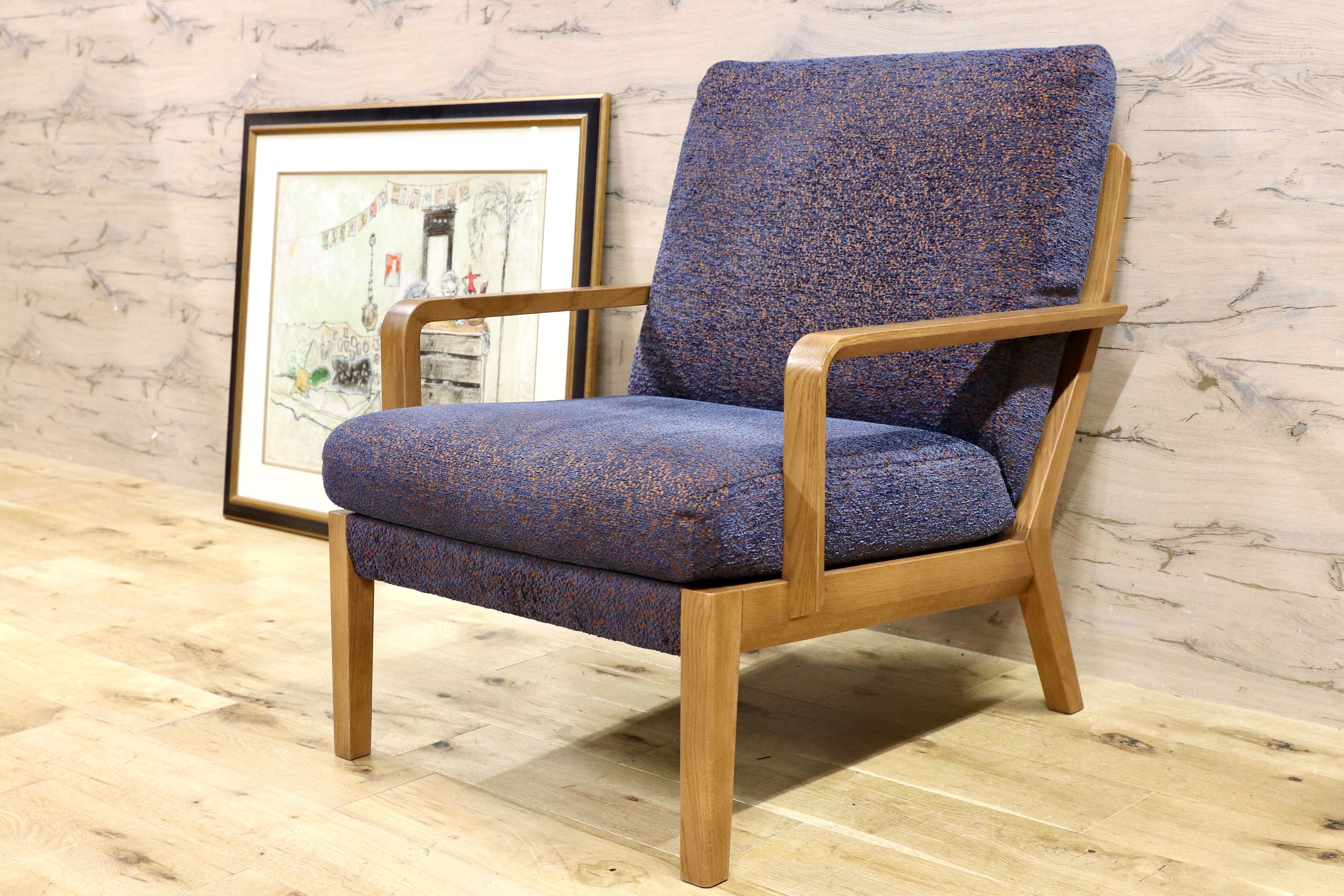 GMHS5A○karimoku / カリモク WU45 1人掛けソファ シングルソファ ラウンジチェア ファブリック オーク材 定価18.8万