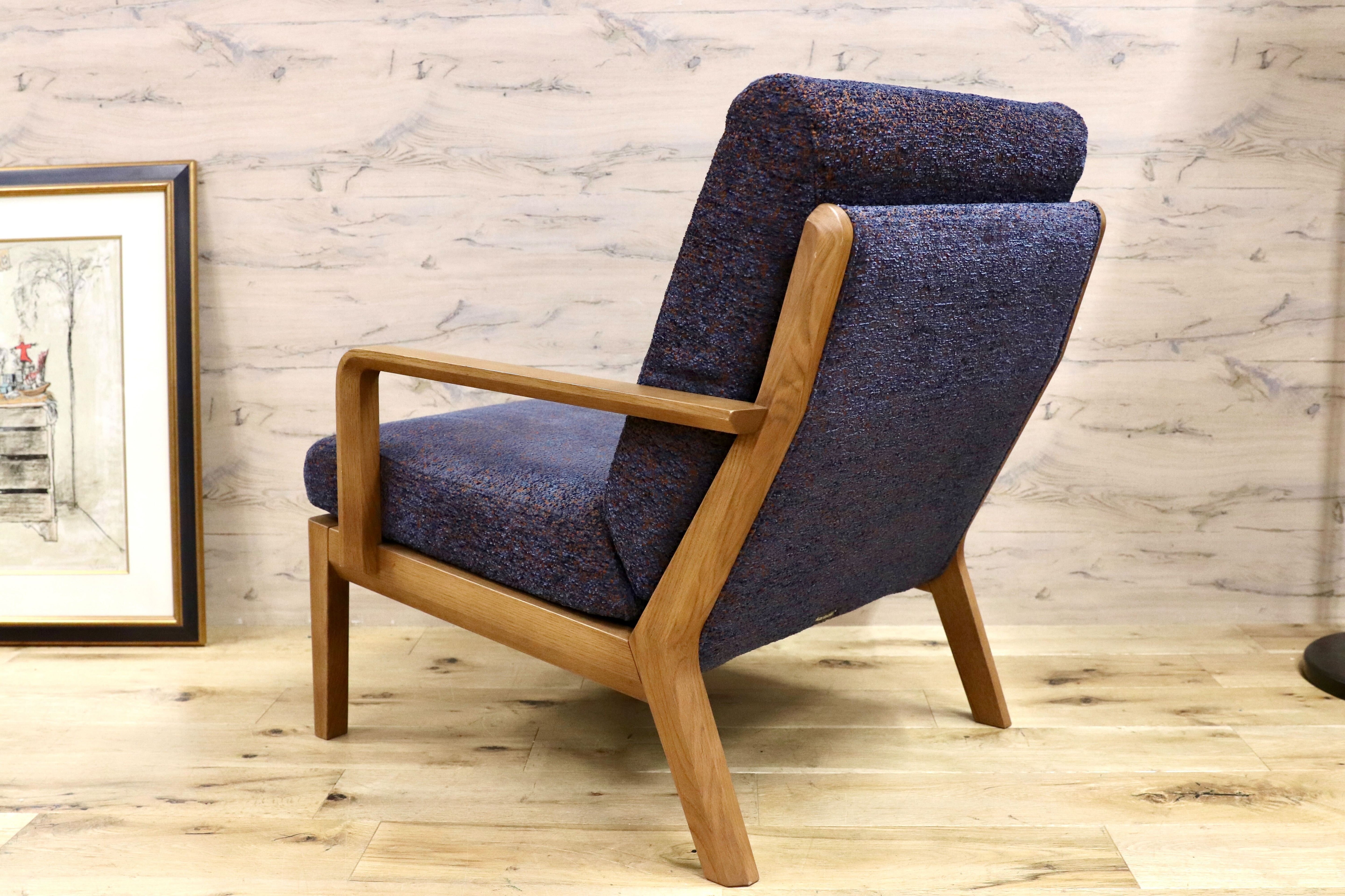 GMHS5A○karimoku / カリモク WU45 1人掛けソファ シングルソファ ラウンジチェア ファブリック オーク材 定価18.8万