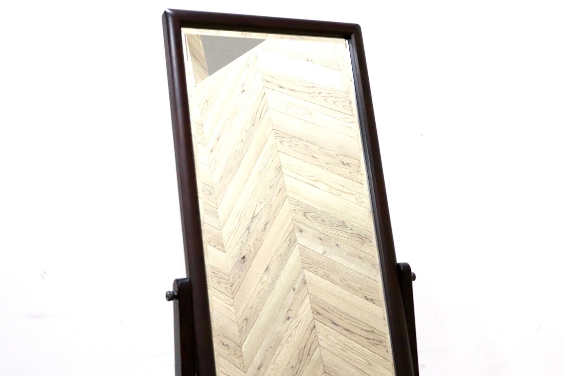 GMHS214○北海道民芸家具 ミラー 鏡 姿見 全身鏡 樺材 無垢材 和家具 伝統工芸 和室 座敷 古民家 和モダン レトロ アンティーク 定価約10万