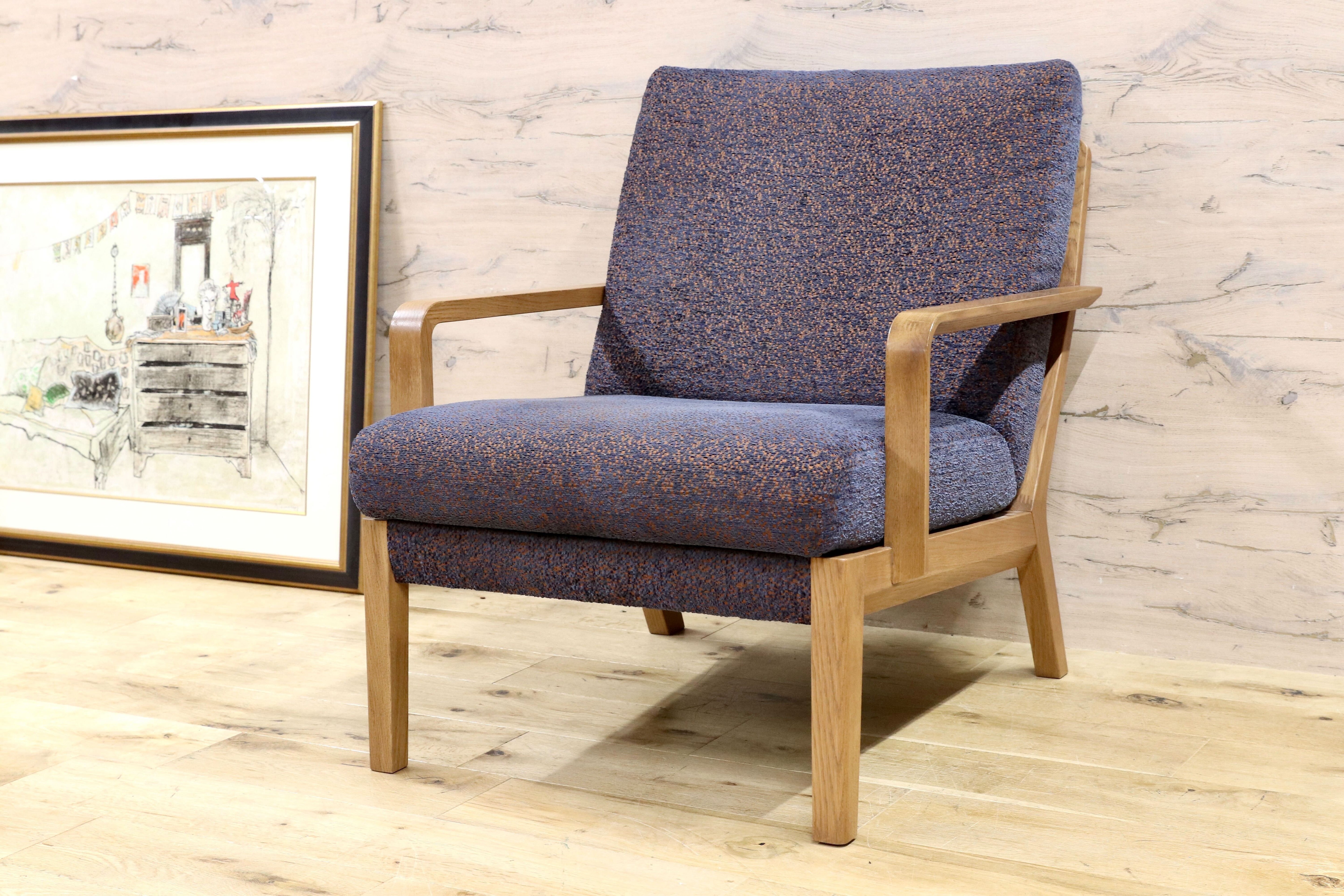 GMHS5B○karimoku / カリモク WU45 1人掛けソファ シングルソファ ラウンジチェア ファブリック オーク材 定価18.8万