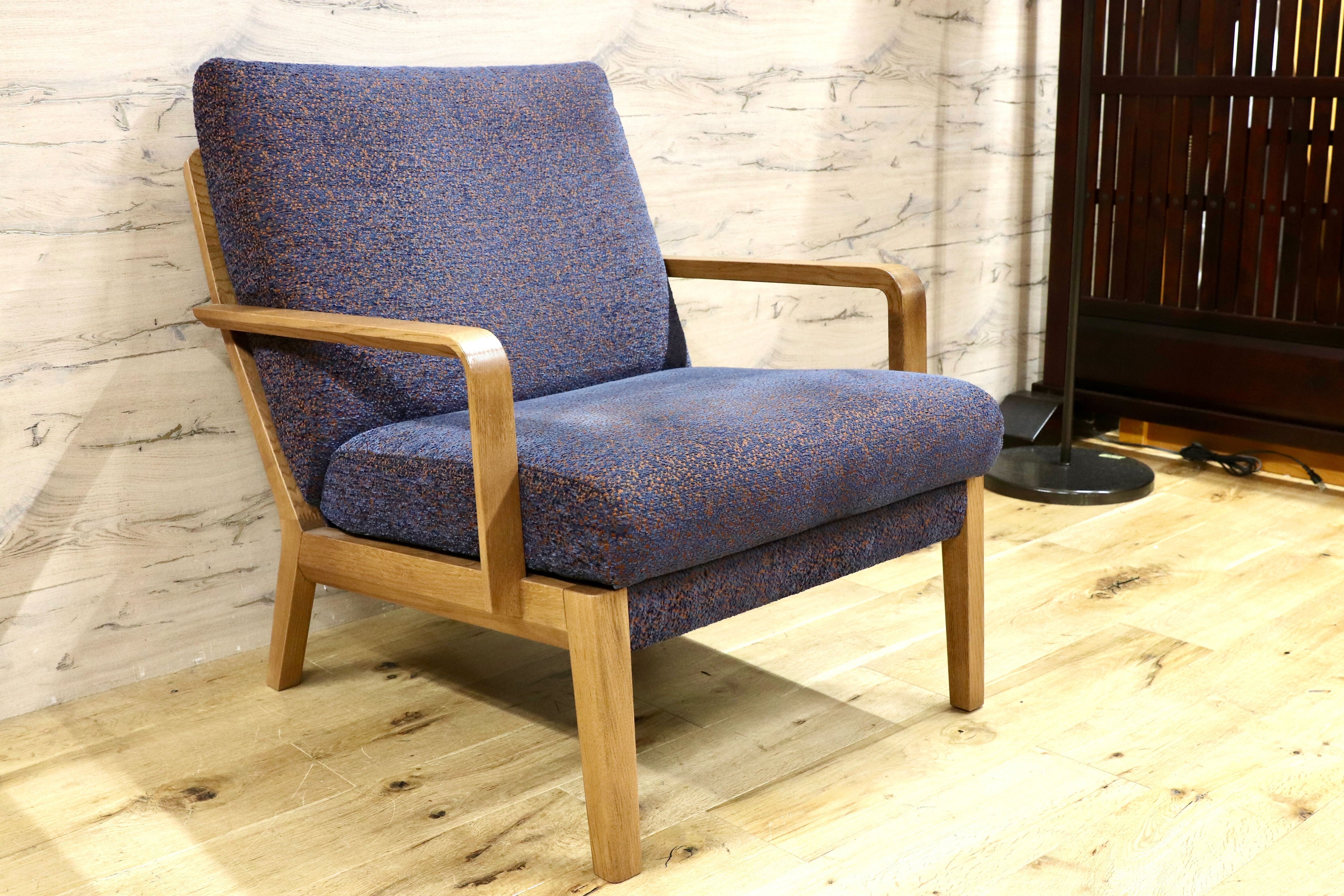 GMHS5B○karimoku / カリモク WU45 1人掛けソファ シングルソファ ラウンジチェア ファブリック オーク材 定価18.8万